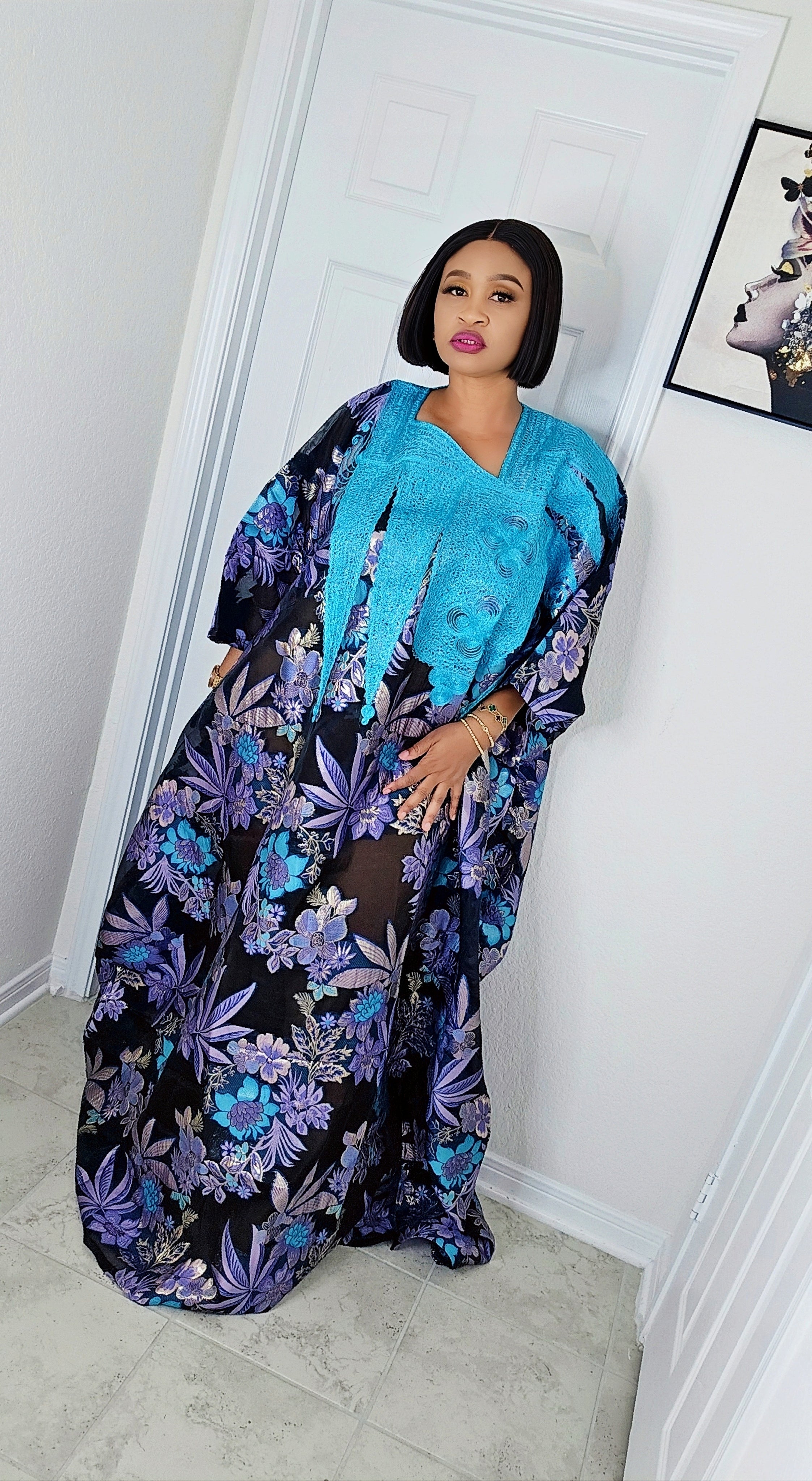 European Damask Brocade Agbada Bubu