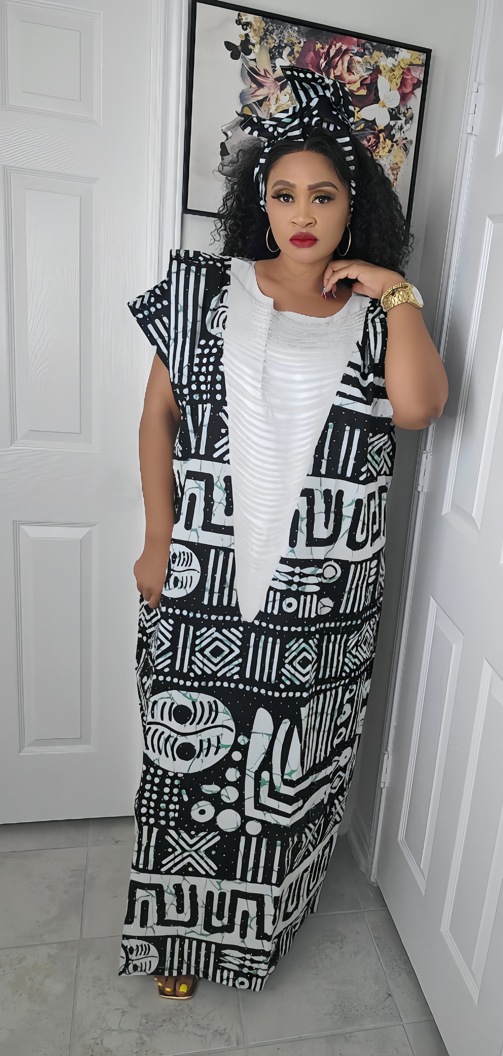 Imade Rich Aunty Luxury Beaded Ankara Agbada Bubu Kaftan