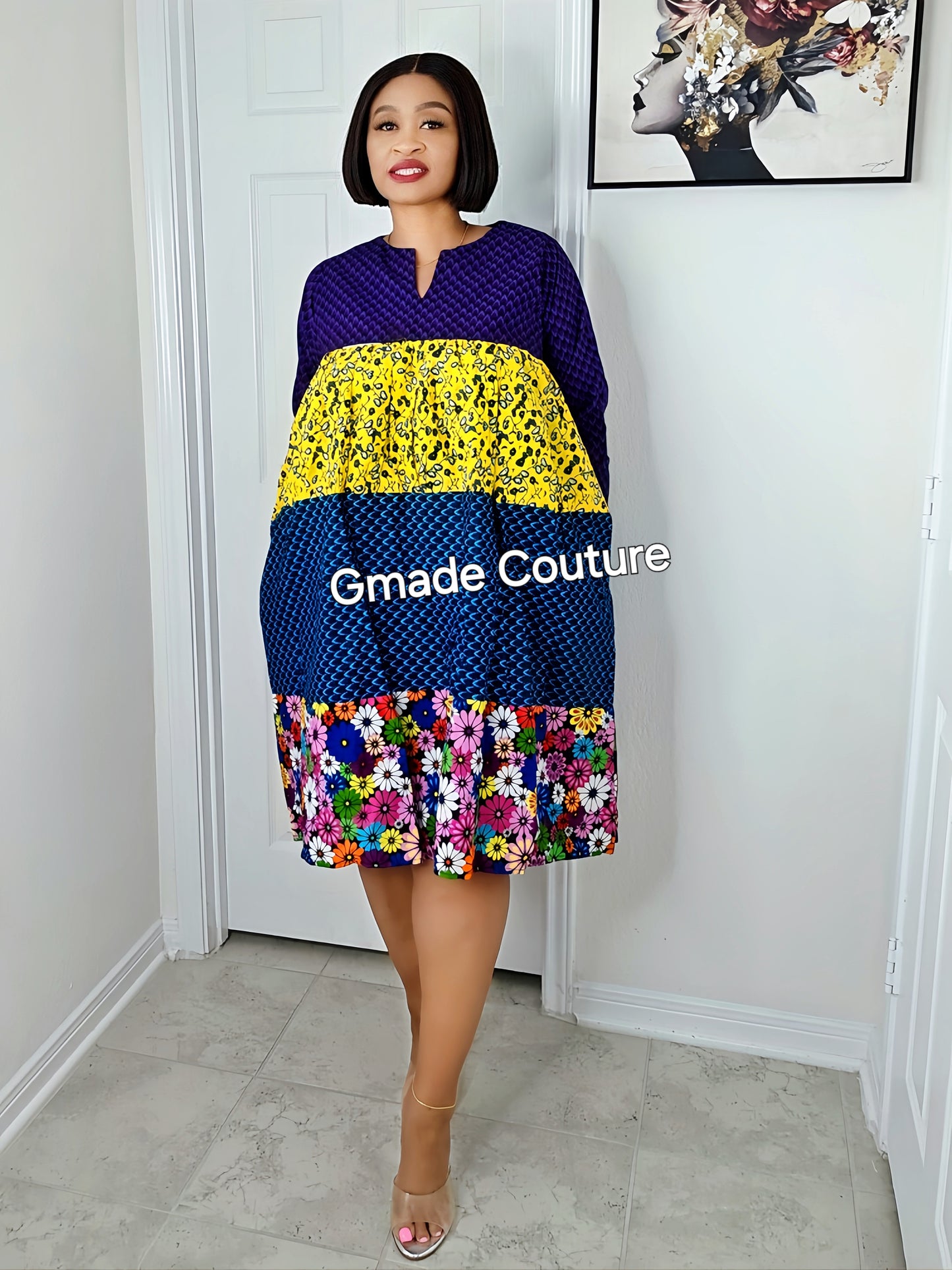 GMADE Patch Ankara print free size Dress