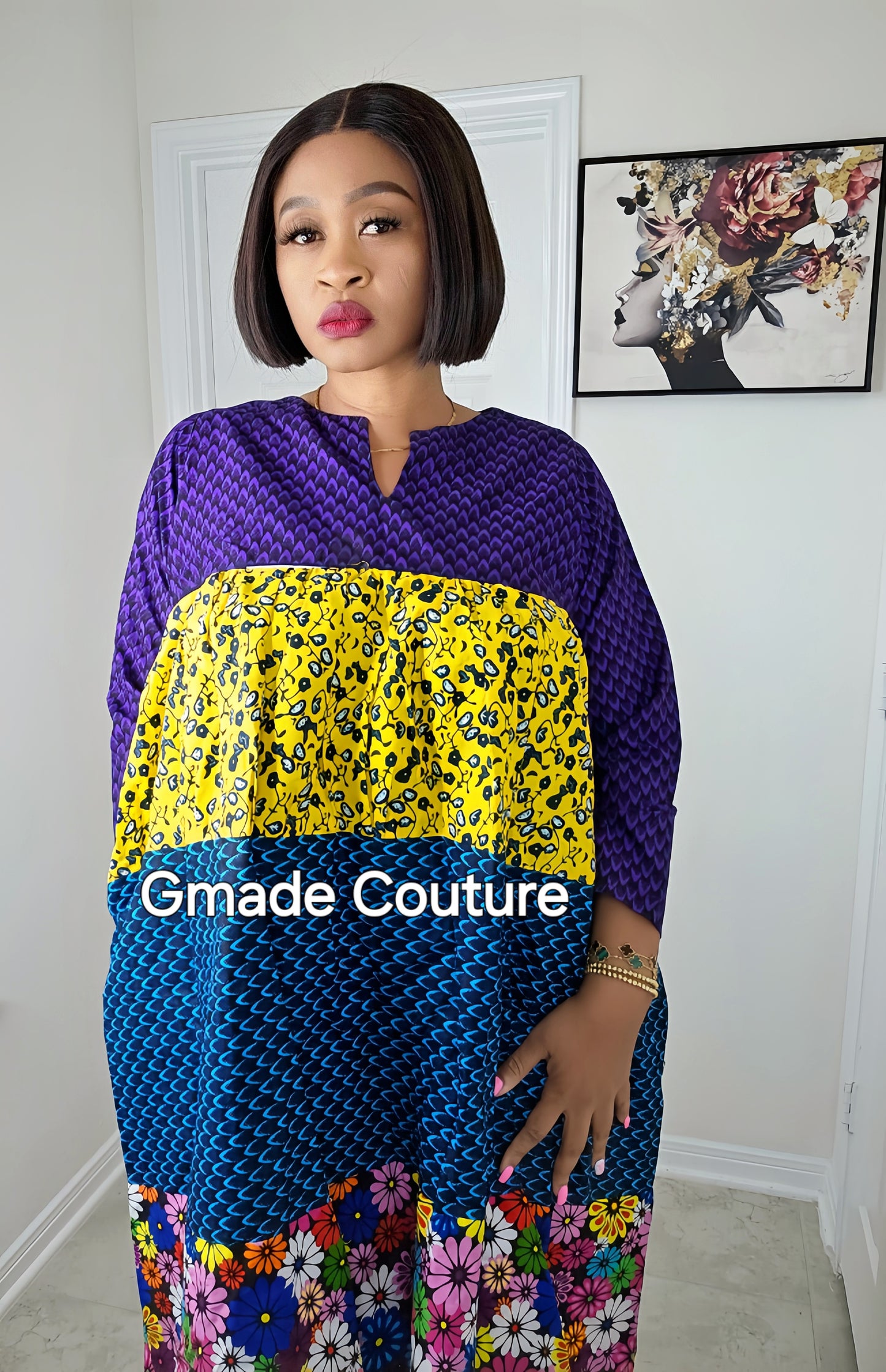 GMADE Patch Ankara print free size Dress