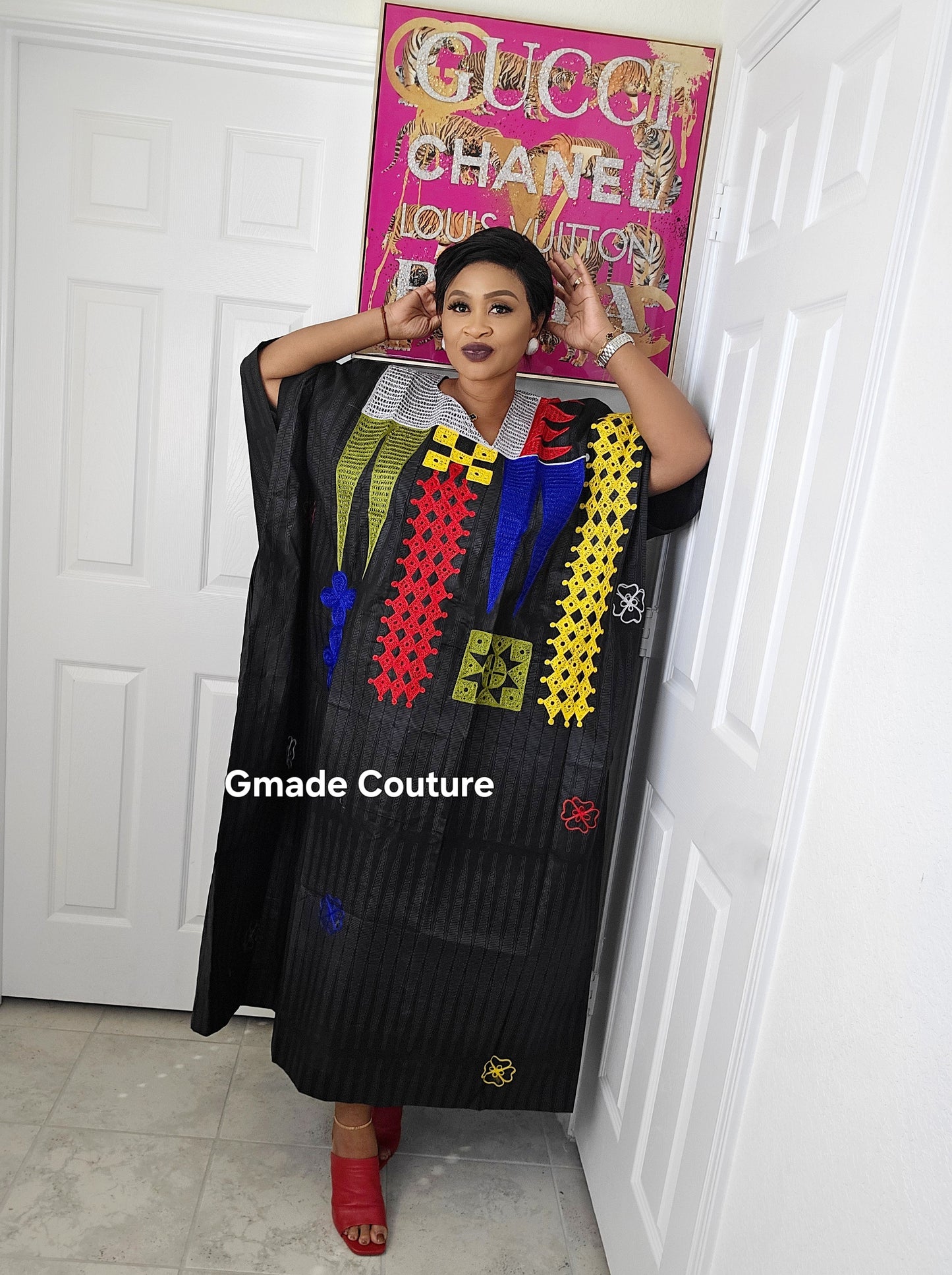 High Quality Multicolored Agbada  Rich Aunty Luxurious  Agbada Bubu Maxi Dress Kaftan Dress fully embroidered