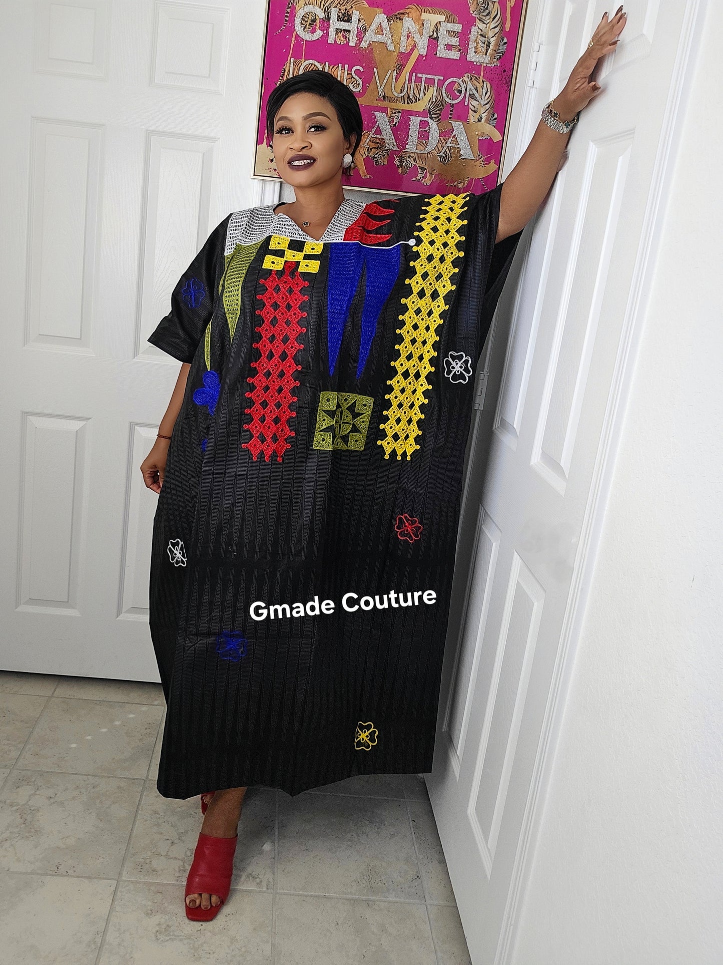 High Quality Multicolored Agbada  Rich Aunty Luxurious  Agbada Bubu Maxi Dress Kaftan Dress fully embroidered