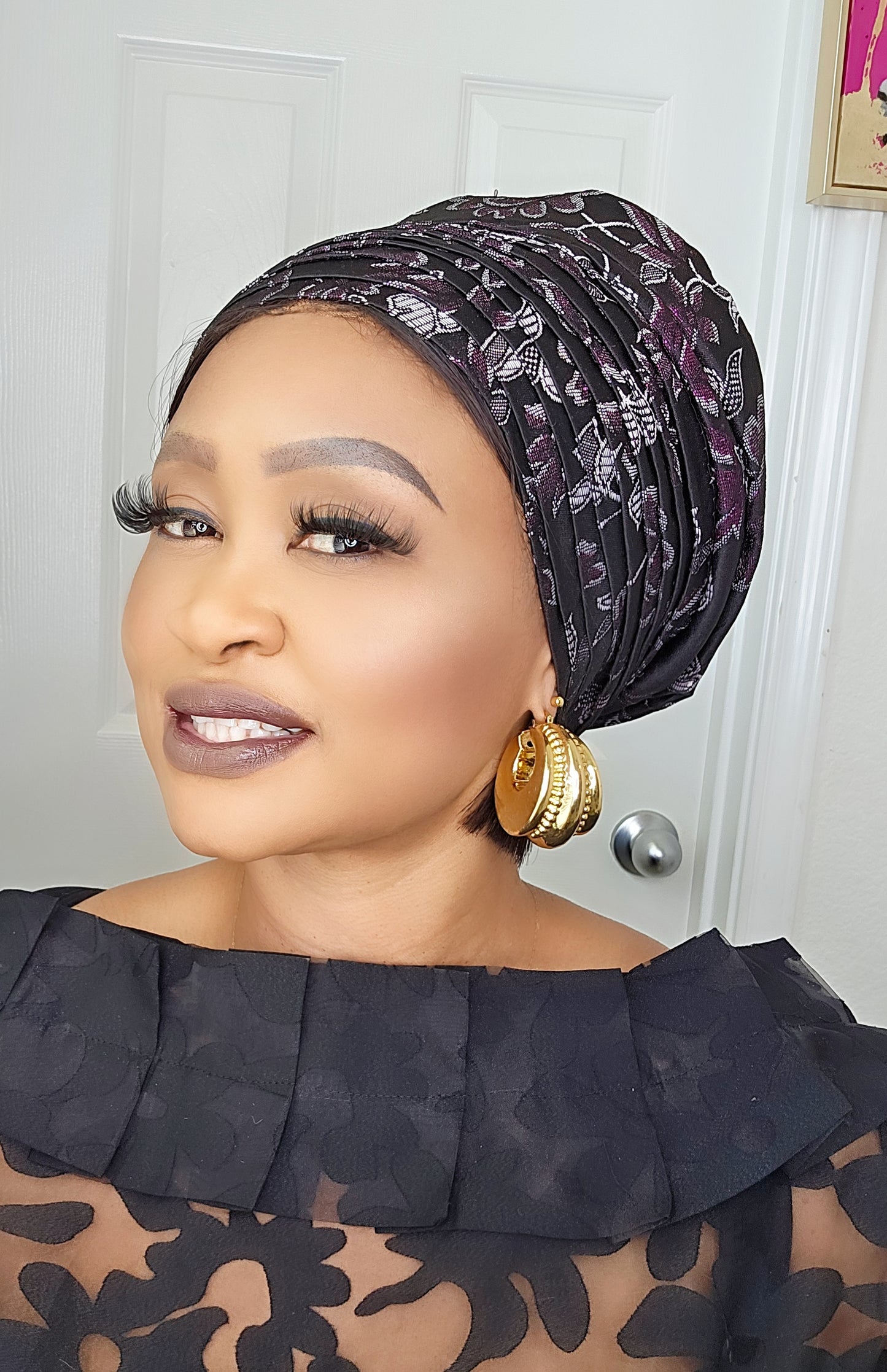 Rich Aunty Brocade Gele Cap Turban