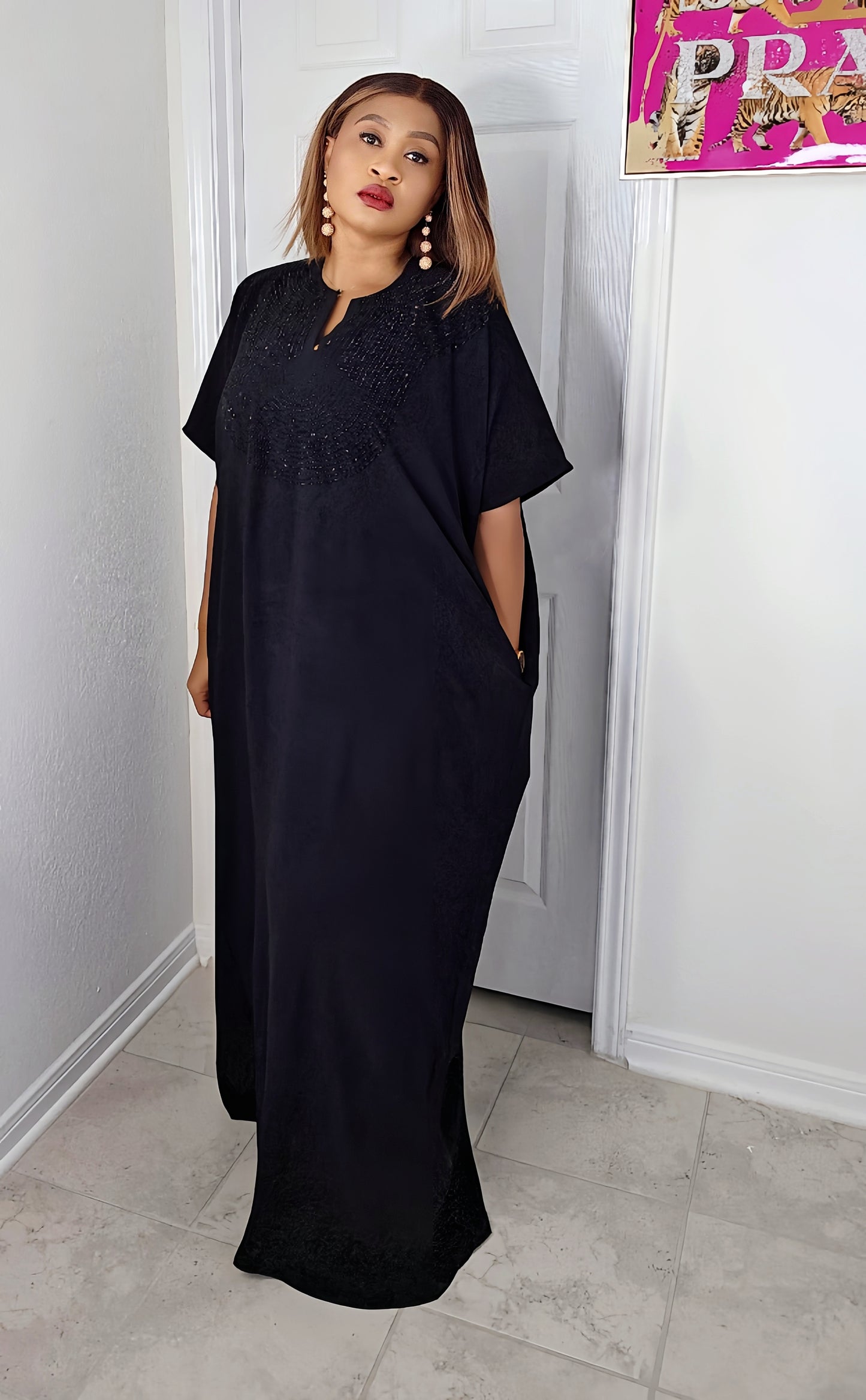 CHIC  BOUBOU SPARKLY KAFTAN WITH HIDDEN SIDES POCKETS 4 ( BESTSELLER)