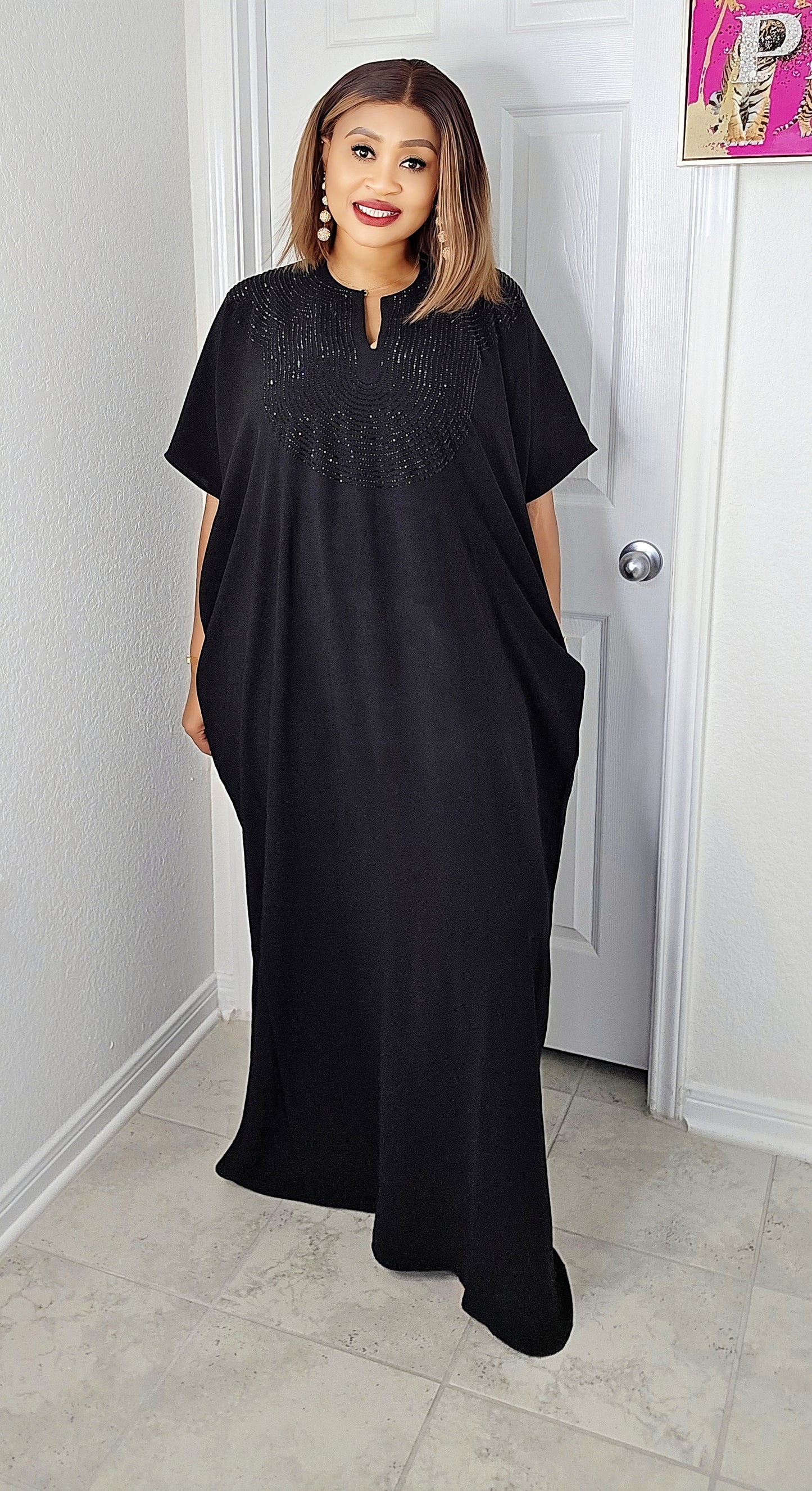 CHIC  BOUBOU SPARKLY KAFTAN WITH HIDDEN SIDES POCKETS 4 ( BESTSELLER)