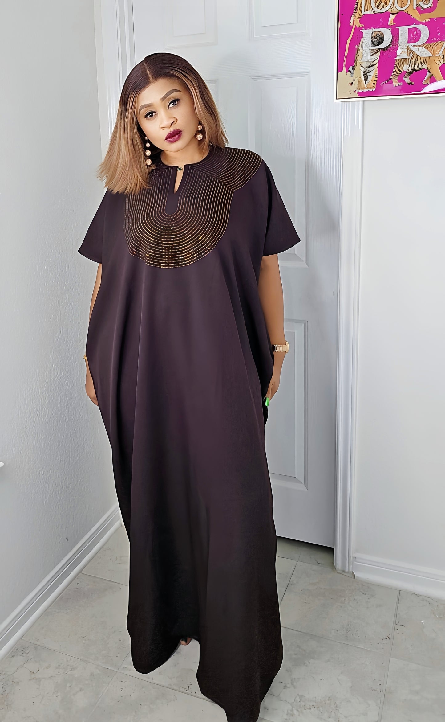 CHIC  BOUBOU SPARKLY KAFTAN WITH HIDDEN SIDES POCKETS 4 ( BESTSELLER)