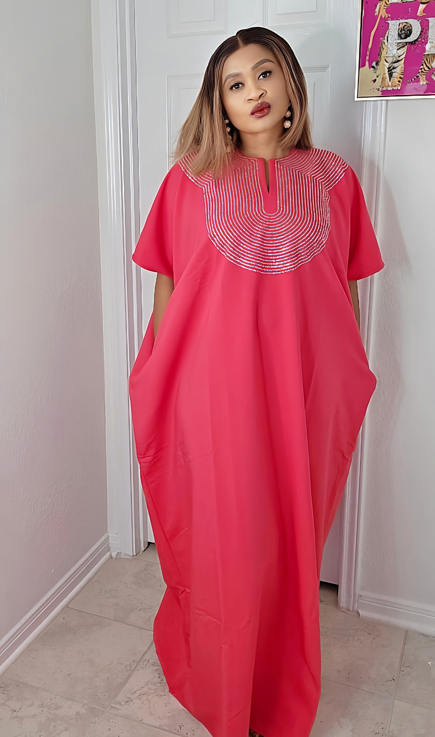 CHIC  BOUBOU SPARKLY KAFTAN WITH HIDDEN SIDES POCKETS 4 ( BESTSELLER)