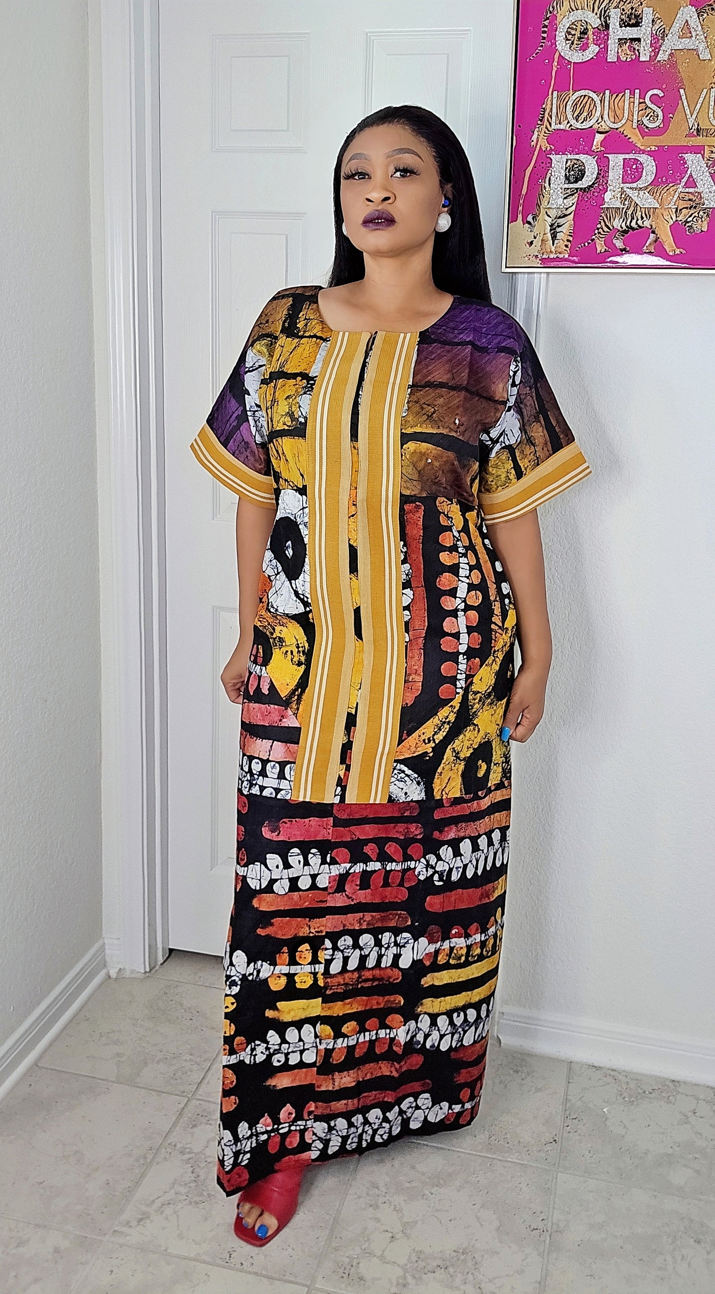 OBIM Patches Bubu Dress With Aso-Oke