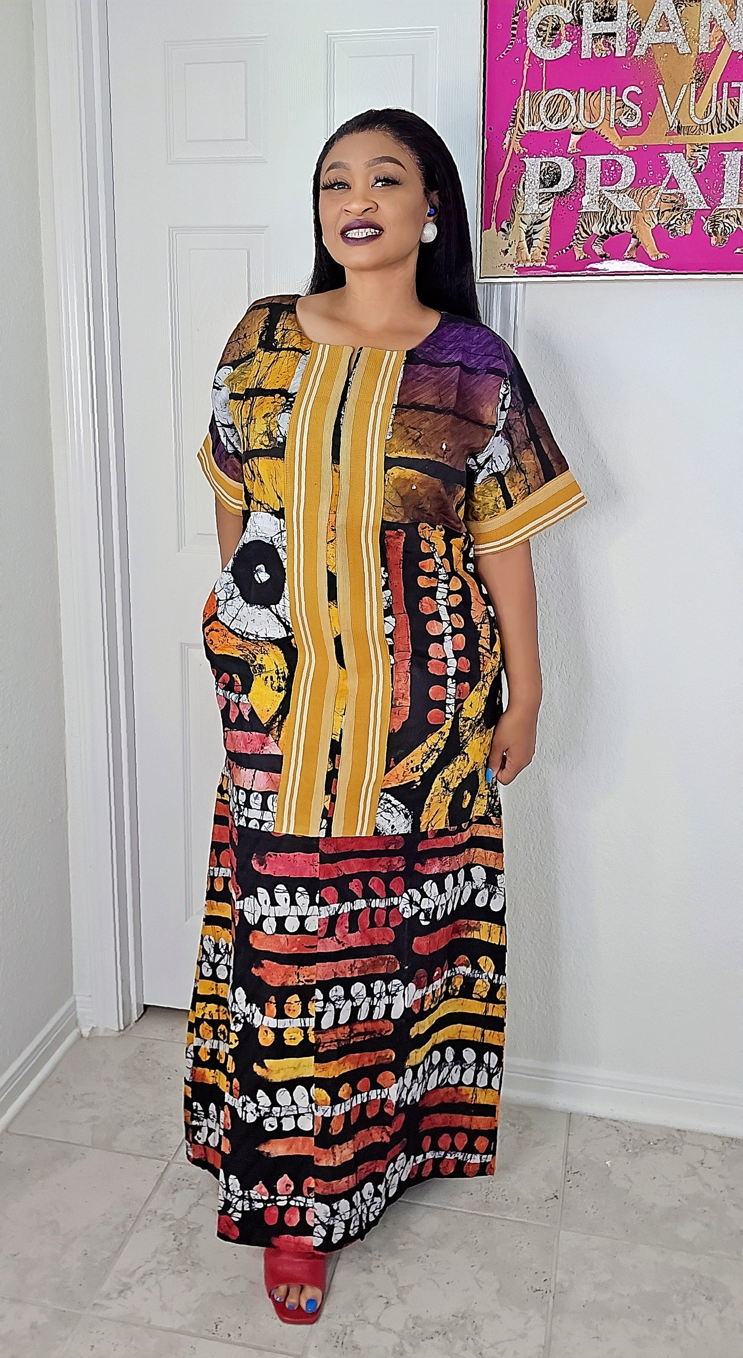 OBIM Patches Bubu Dress With Aso-Oke