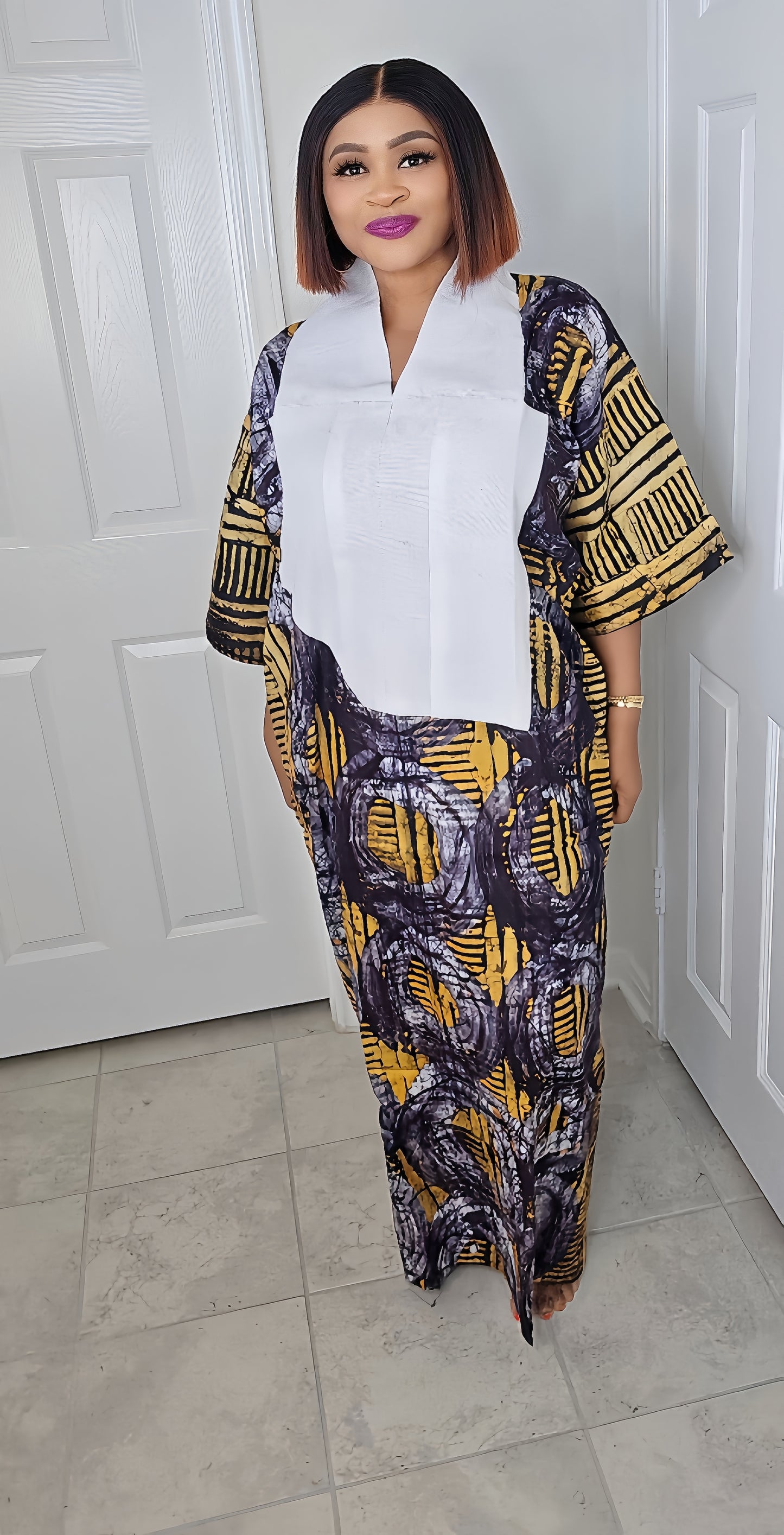 TARI BUBU – Aso-Oke Embroidered Bubu Boubou Kaftan Style with Matching Scarf