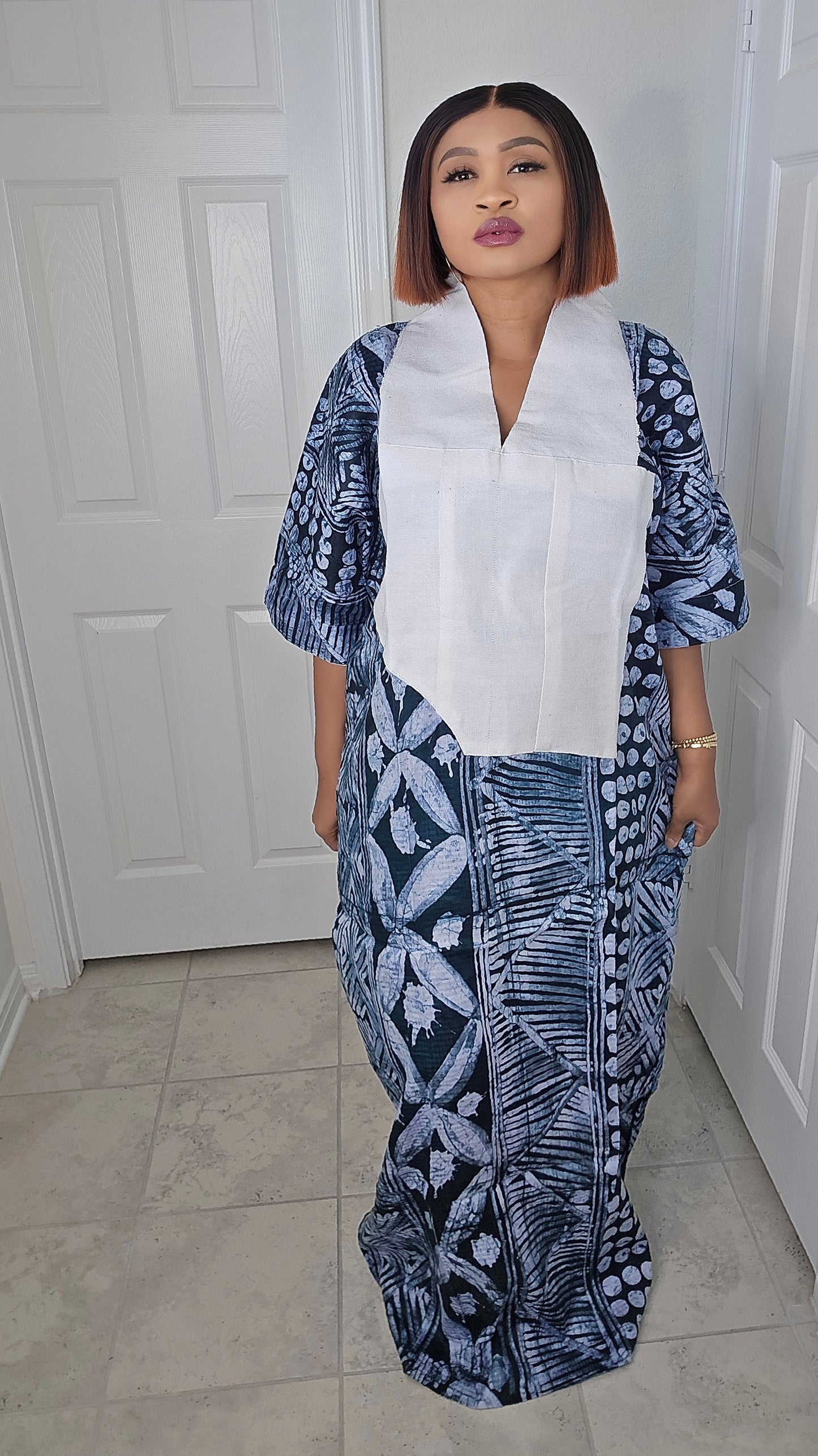 TARI BUBU – Aso-Oke Embroidered Bubu Boubou Kaftan Style with Matching Scarf