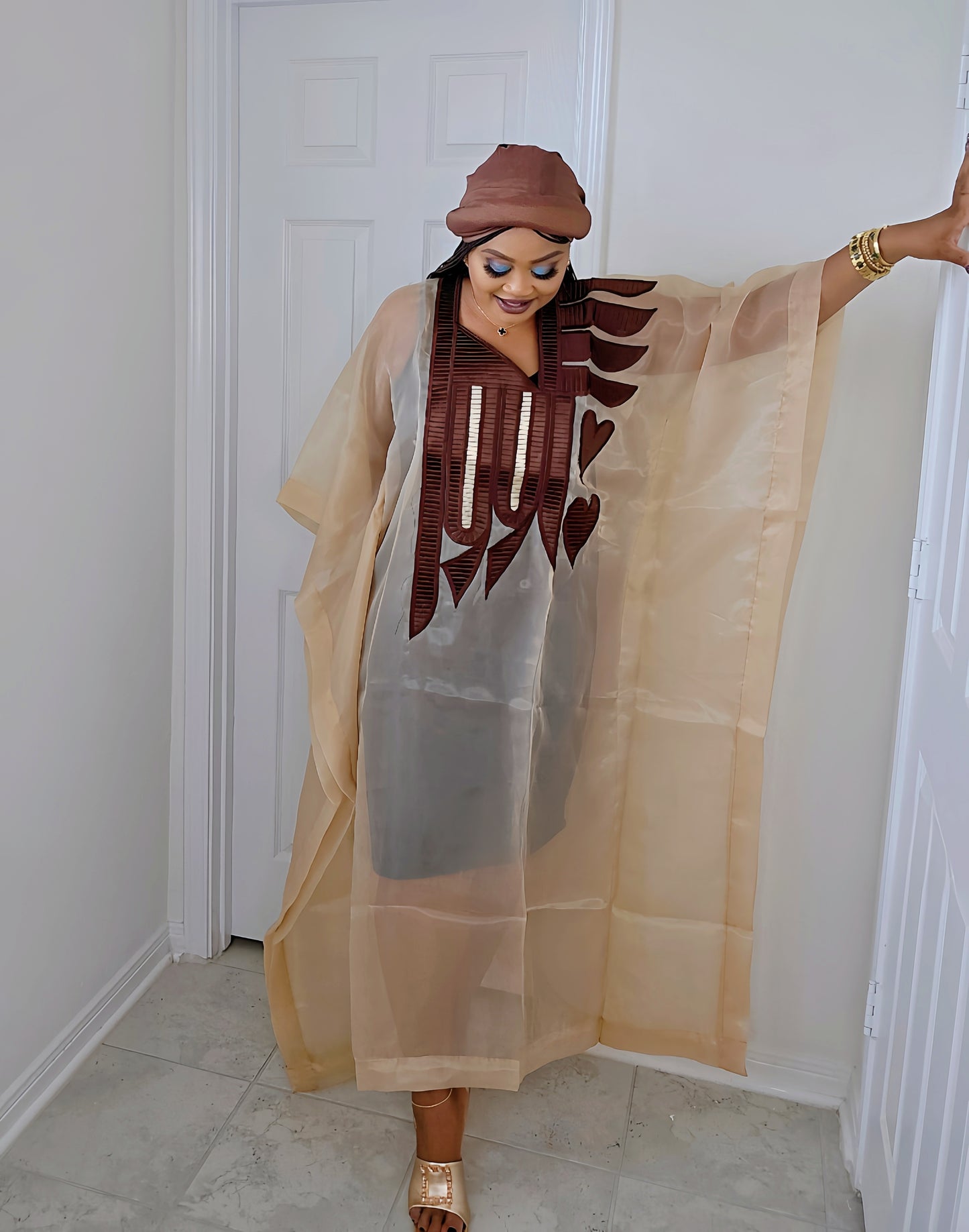 Amara Silk Chiffon Bubu with Matching Scarf, Inner & Hat
!!