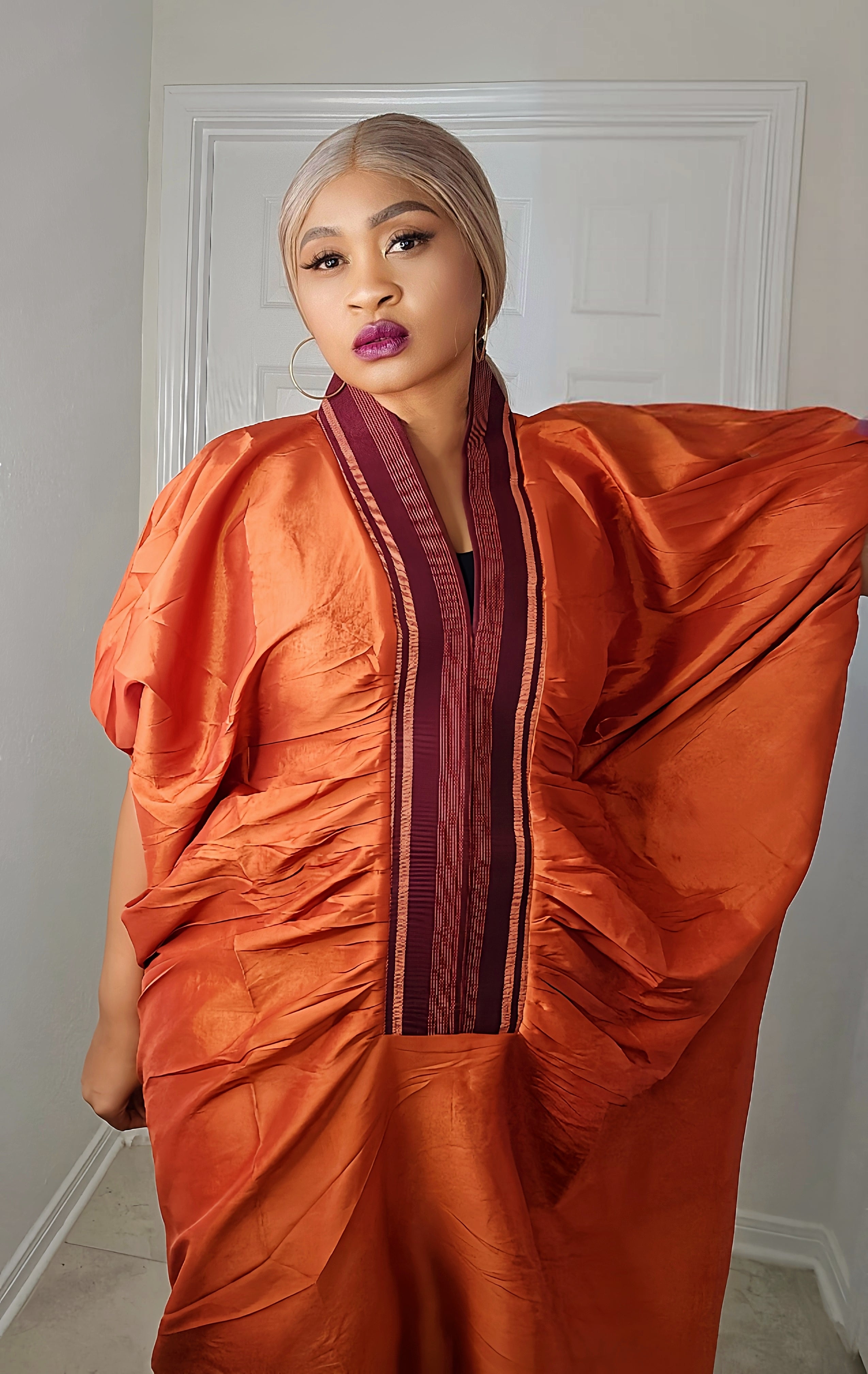 Zara Rich Aunty Bubu Dress With Aso-Oke Neckline