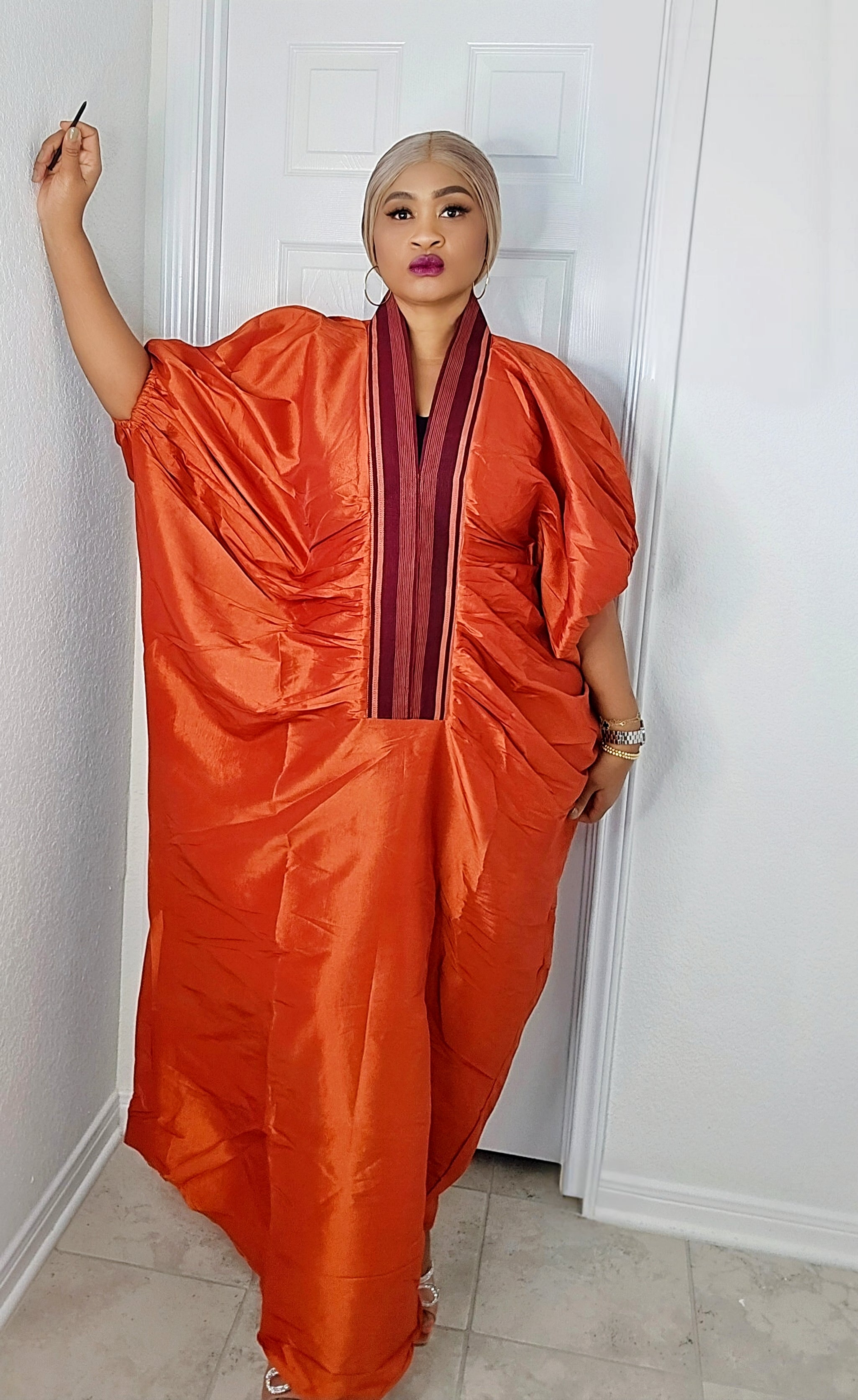 Zara Rich Aunty Bubu Dress With Aso-Oke Neckline