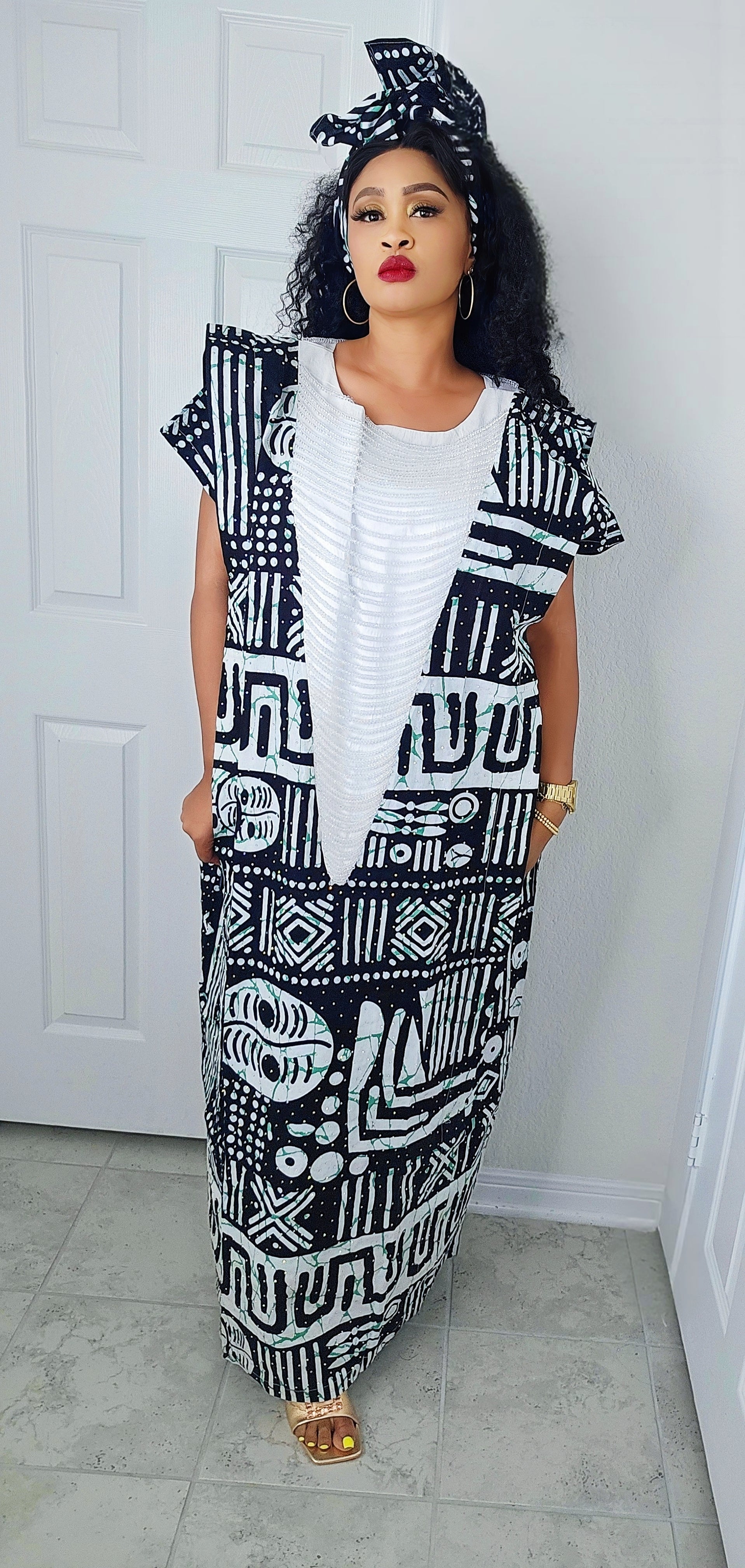 Imade Rich Aunty Luxury Beaded Ankara Agbada Bubu Kaftan