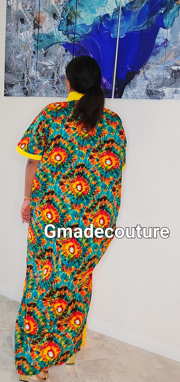 Esosa Luxury Ankara Bubu Dress with Fringe E Gmadecouture