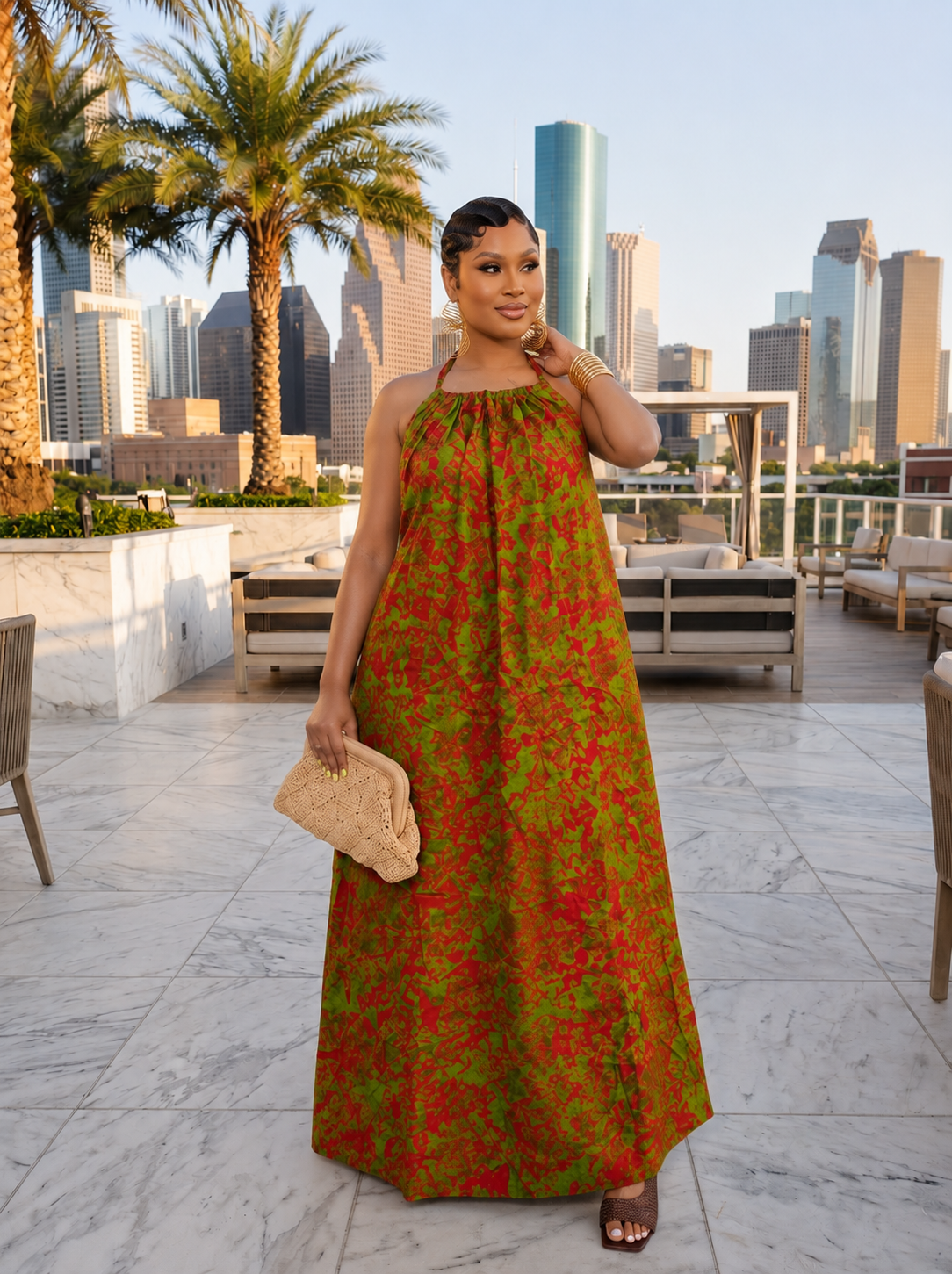 Adire Heiress Open-Back Maxi Dress