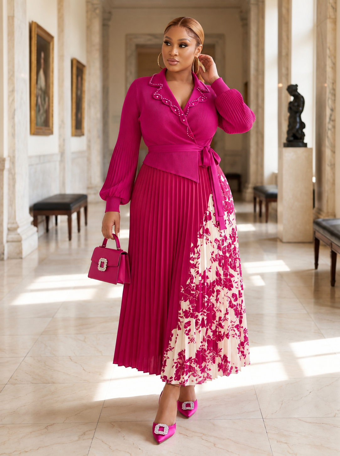 The Fiora Miyake Pleated Maxi Dress