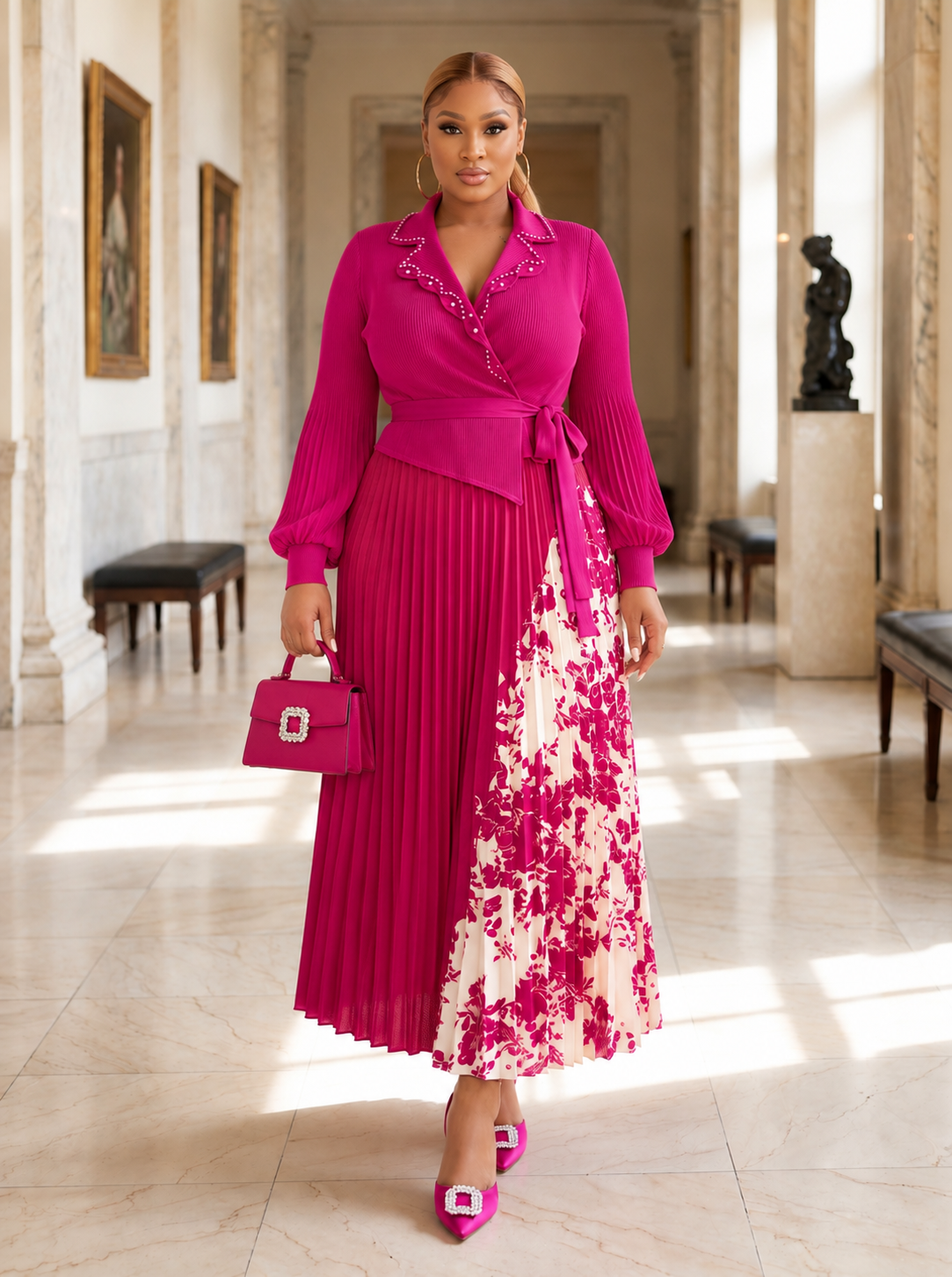 The Fiora Miyake Pleated Maxi Dress