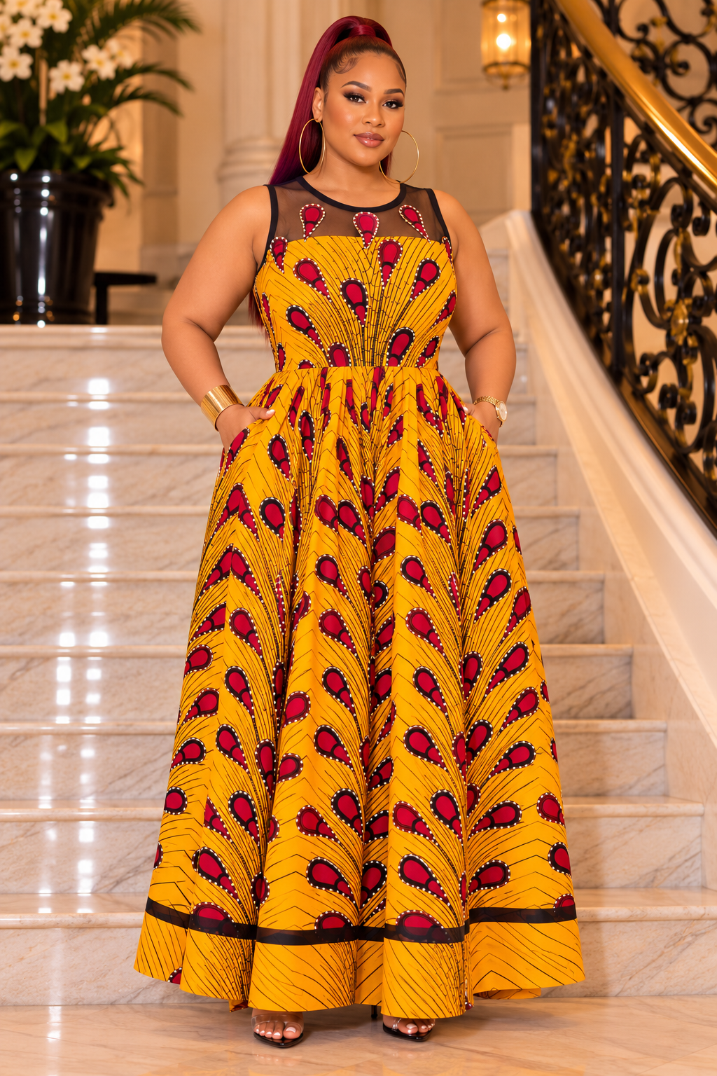 Ankara Regal Illusion Ball Gown