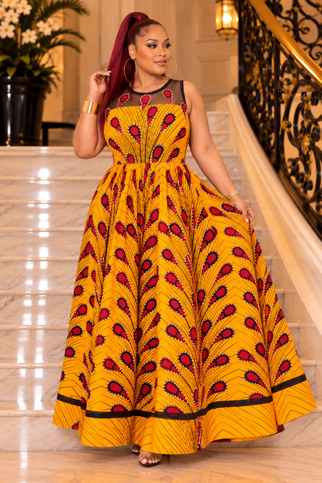 Ankara Regal Illusion Ball Gown