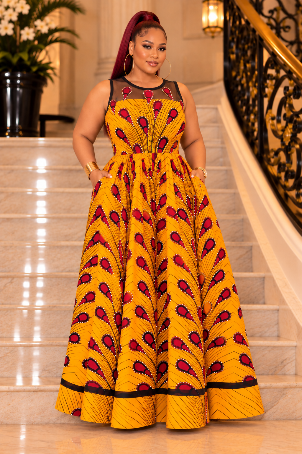 Ankara Regal Illusion Ball Gown