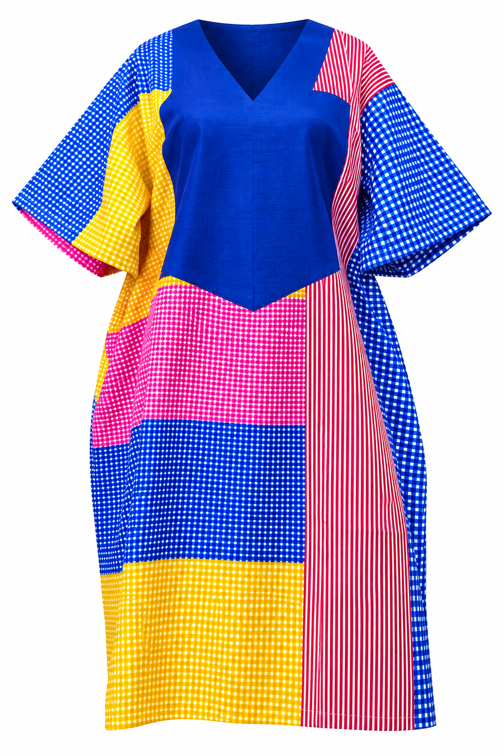 The Abeni Aso-Oke Patchwork Dress- Blue