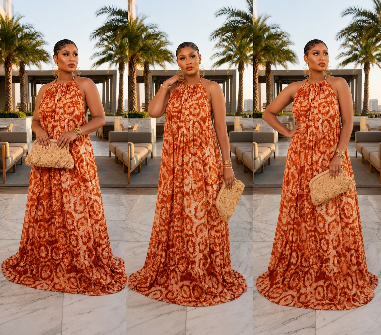 Adire Heiress Open-Back Maxi Dress