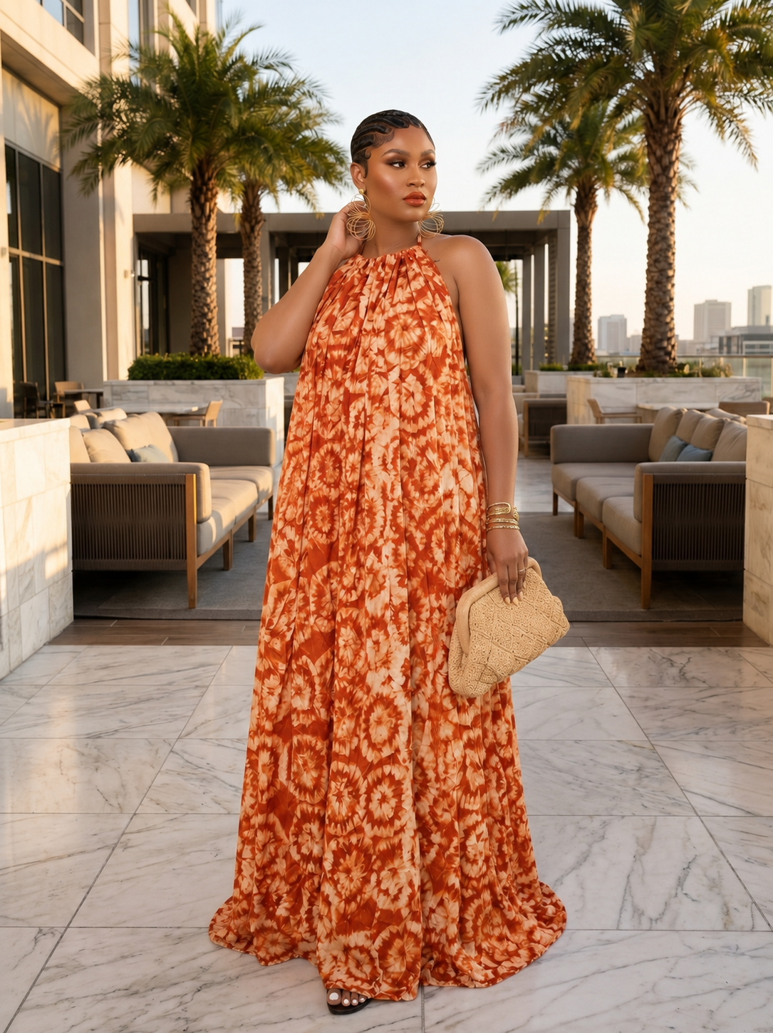 Adire Heiress Open-Back Maxi Dress