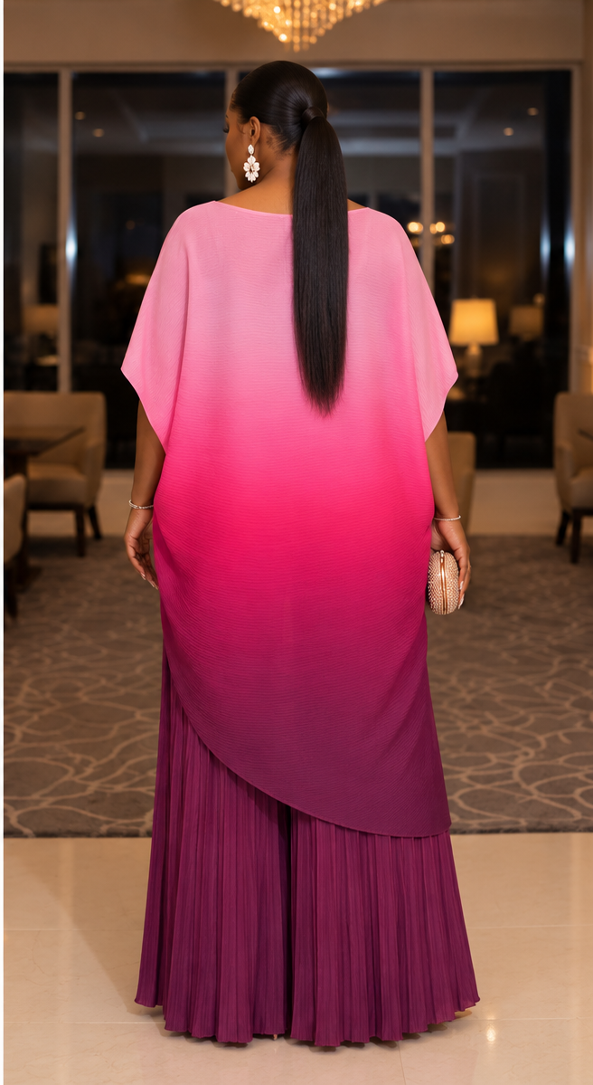 Lumi Two-Piece Tunic and Palazzo Pant Set | Pink Ombré