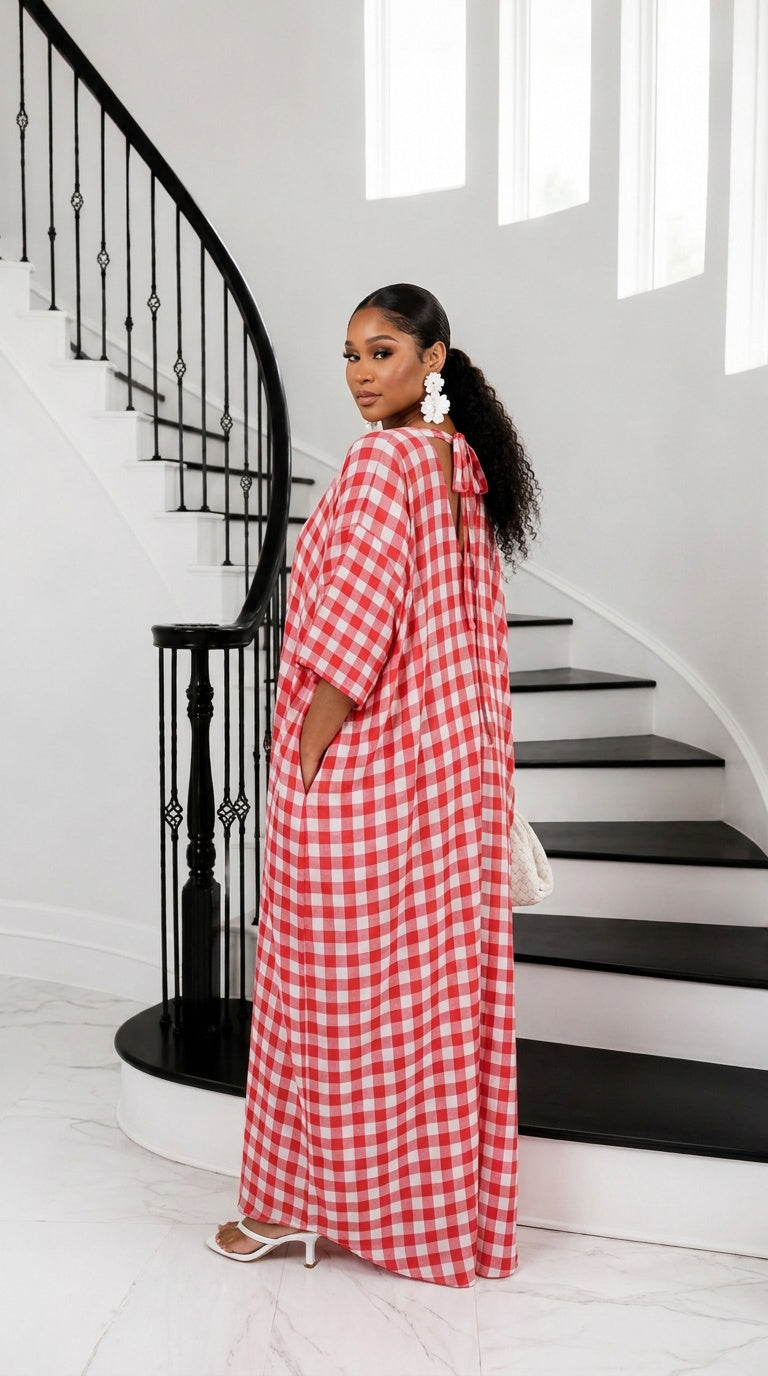 Heritage Luxe Gingham Bubu – Poppy