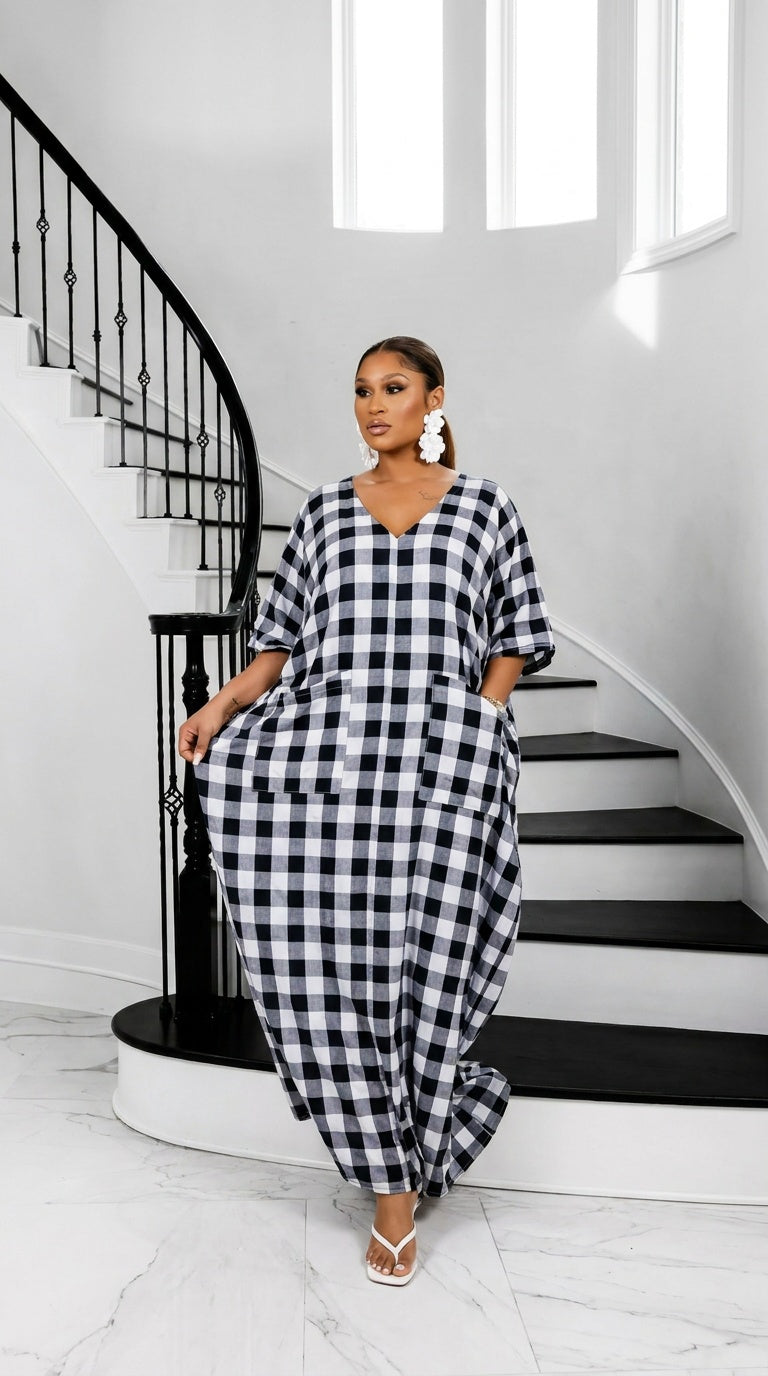 Heritage Luxe Gingham Bubu – Pebble