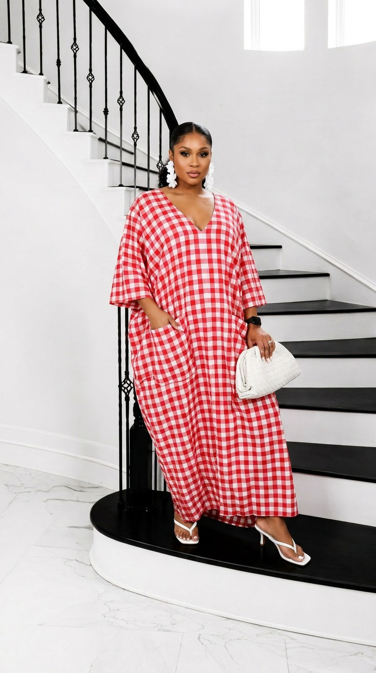 Heritage Luxe Gingham Bubu – Poppy