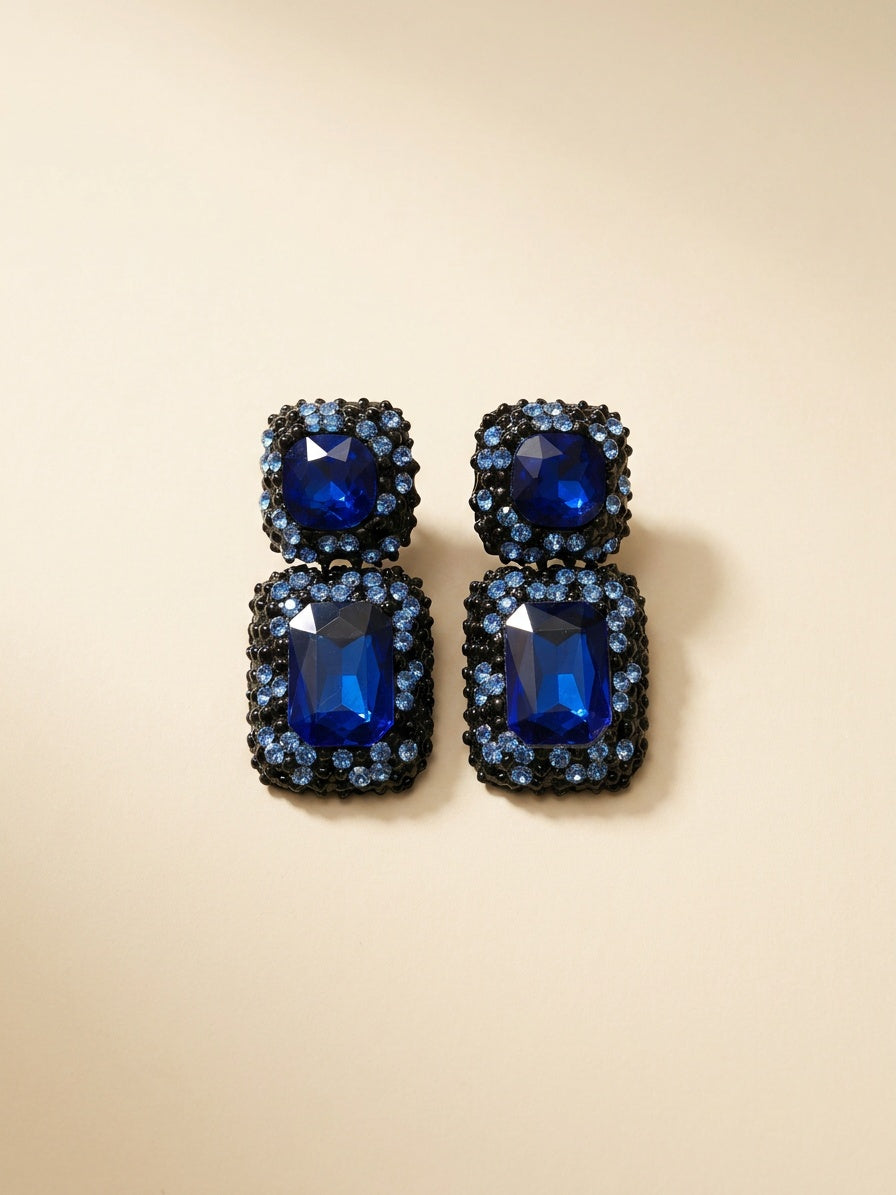 Sapphire Noir Statement Earrings