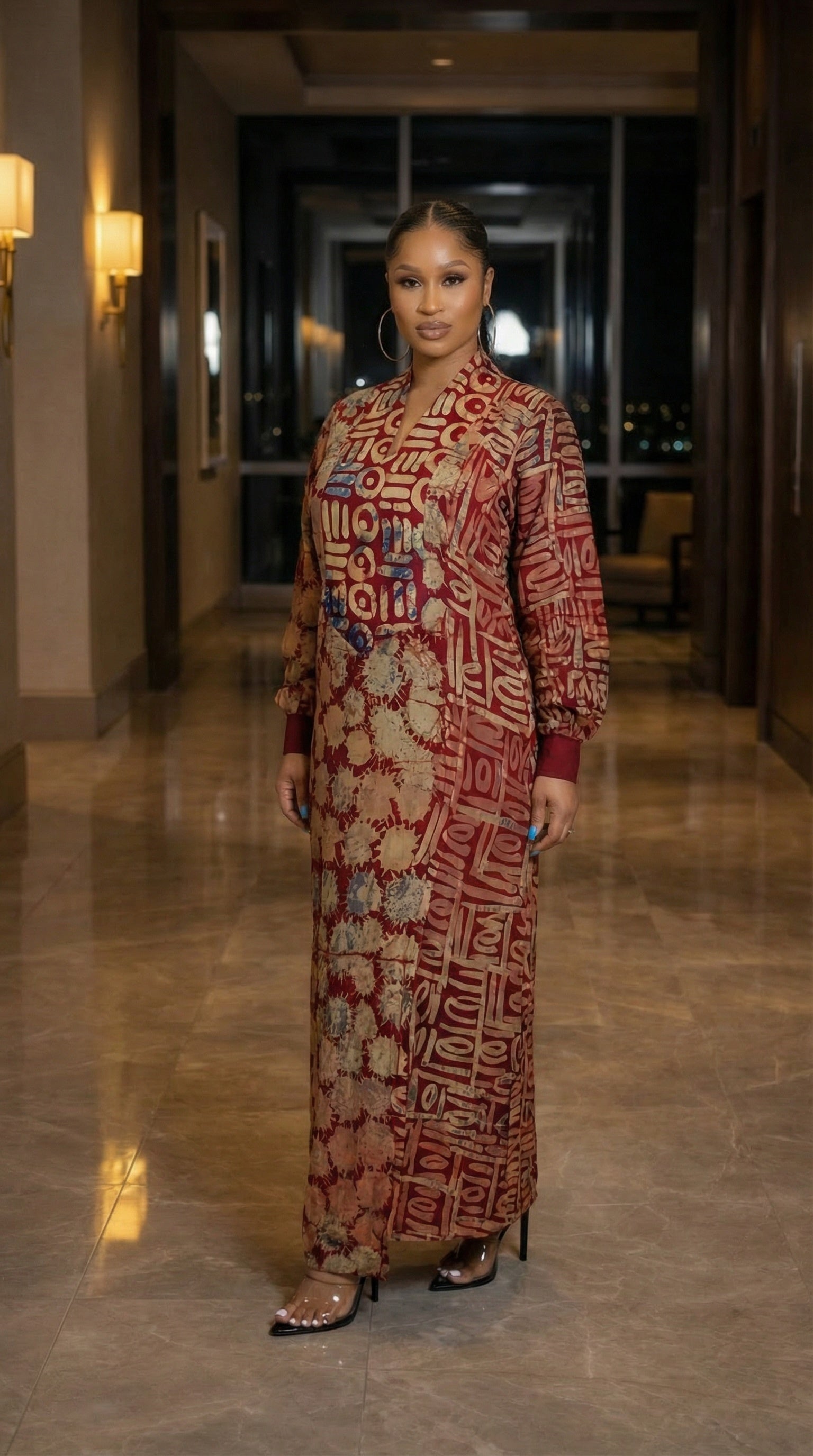 OBIM Adire Chiffon Patched Dress