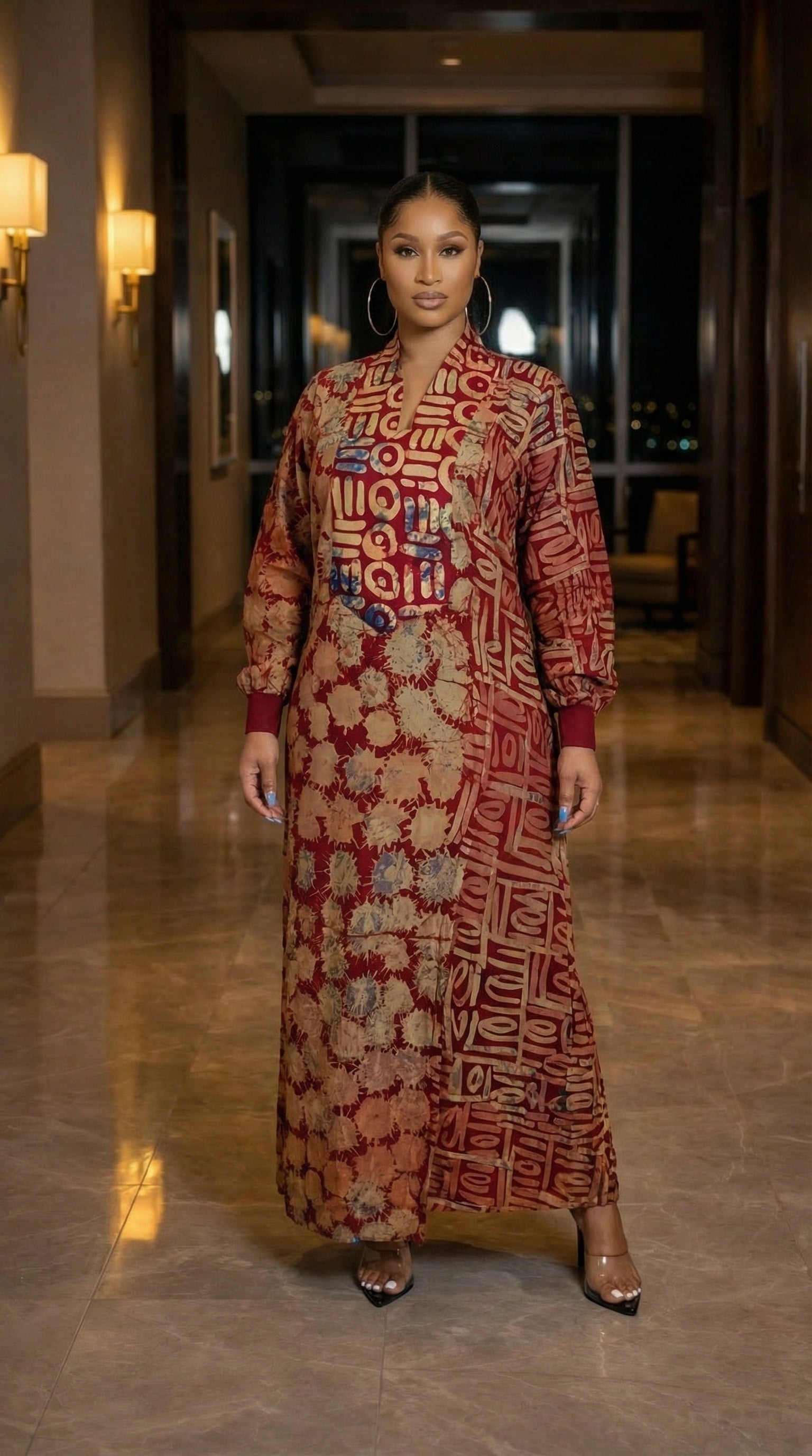 OBIM Adire Chiffon Patched Dress