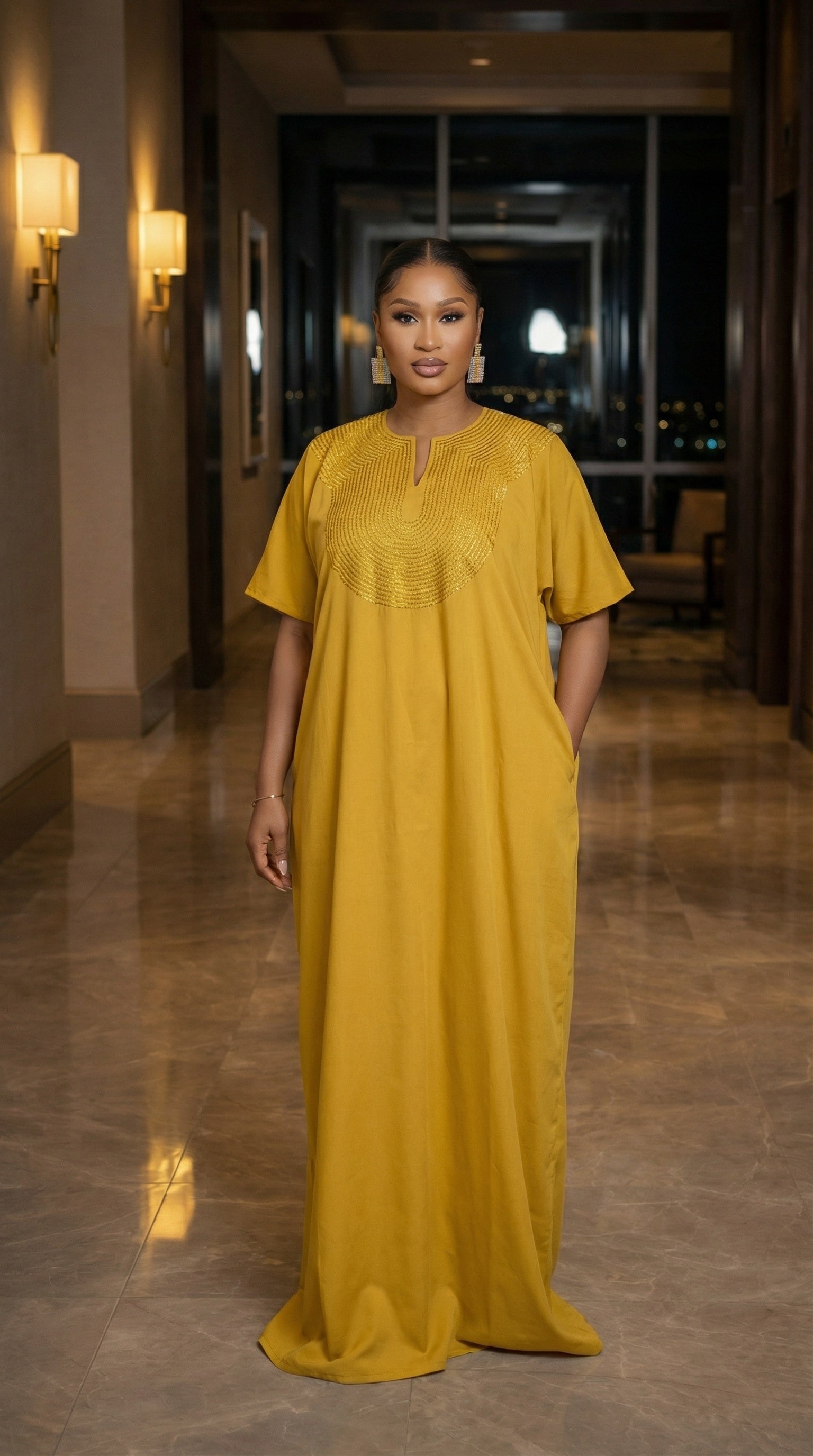 CHIC  BOUBOU SPARKLY KAFTAN WITH HIDDEN SIDES POCKETS  ( BESTSELLER)