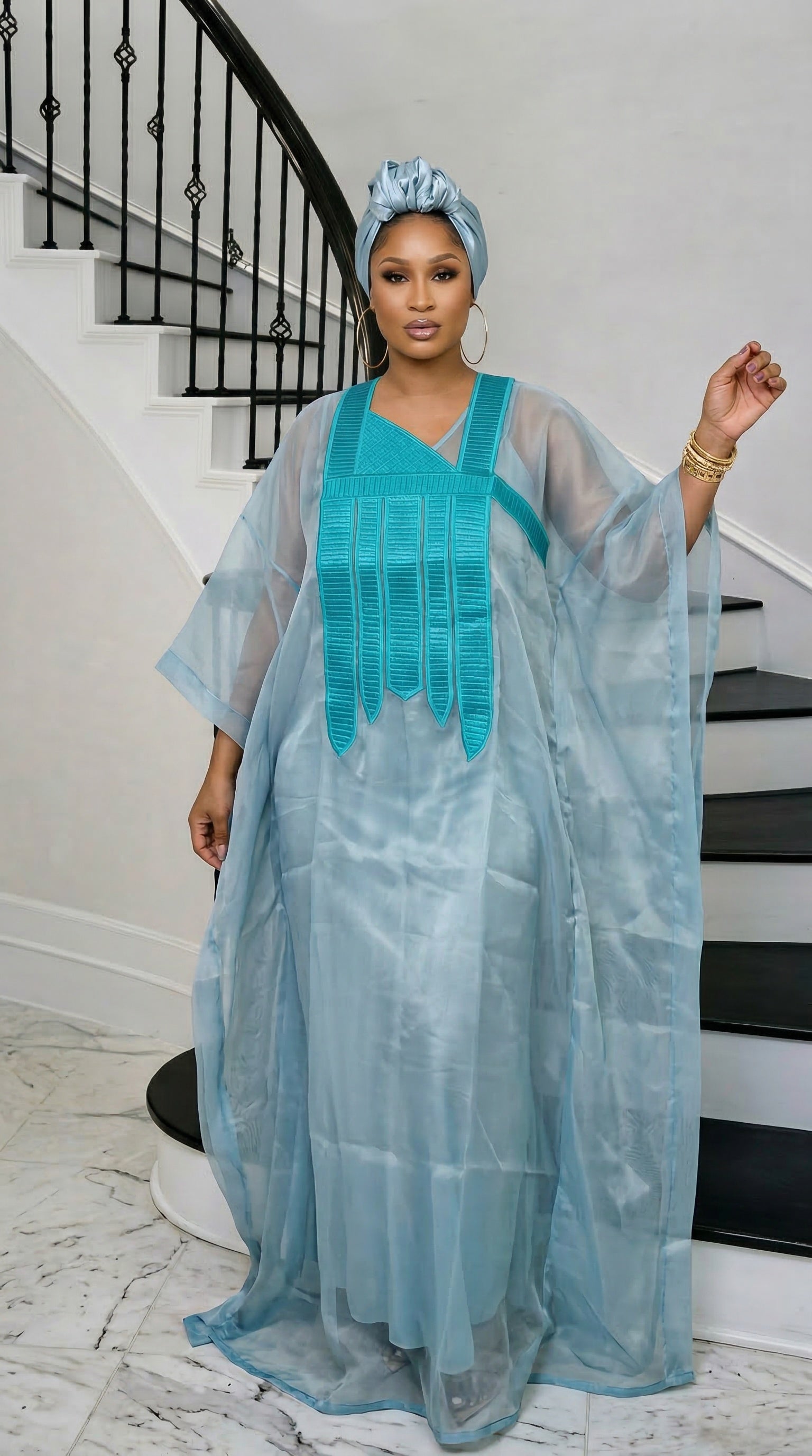 Amara Silk Chiffon Bubu Blue