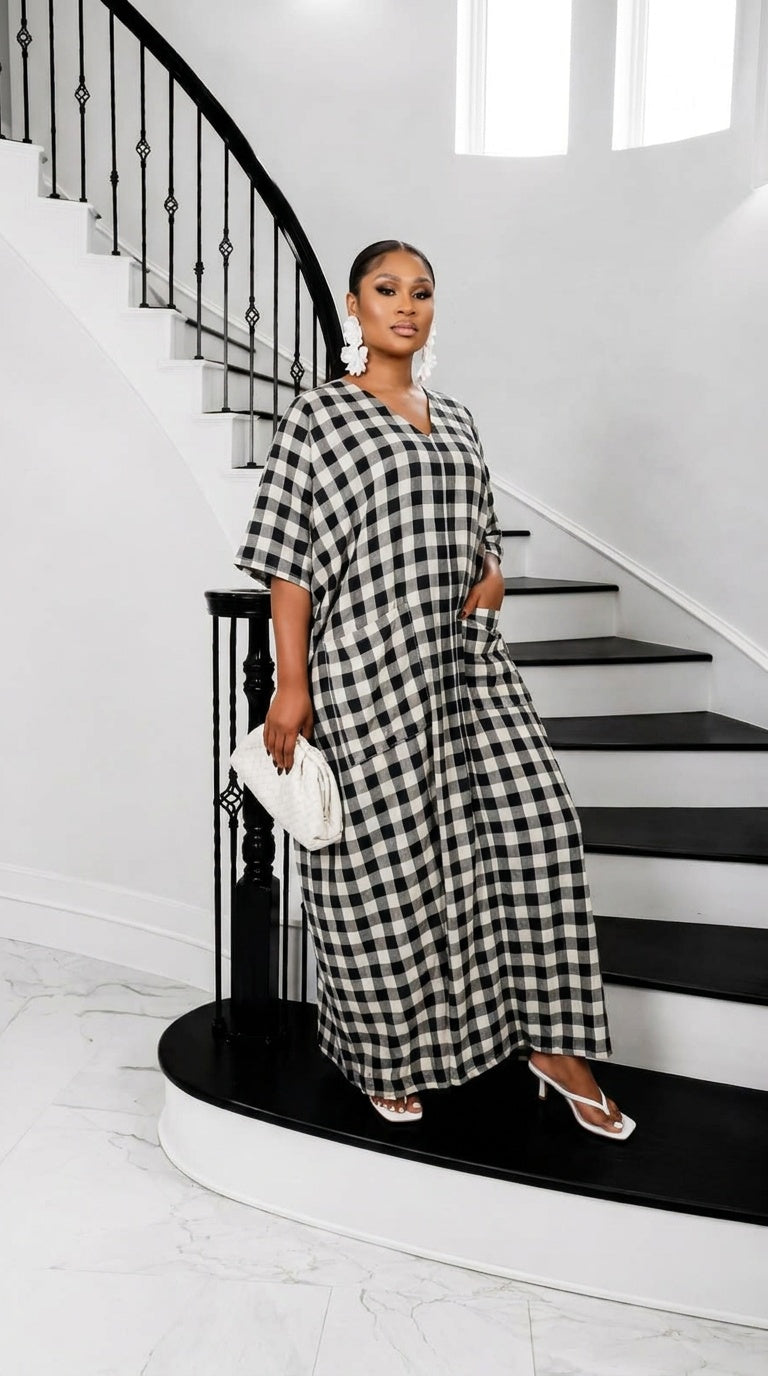 Heritage Luxe Gingham Bubu- Noir