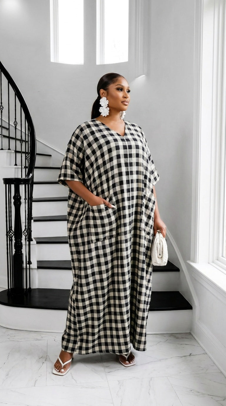 Heritage Luxe Gingham Bubu- Noir