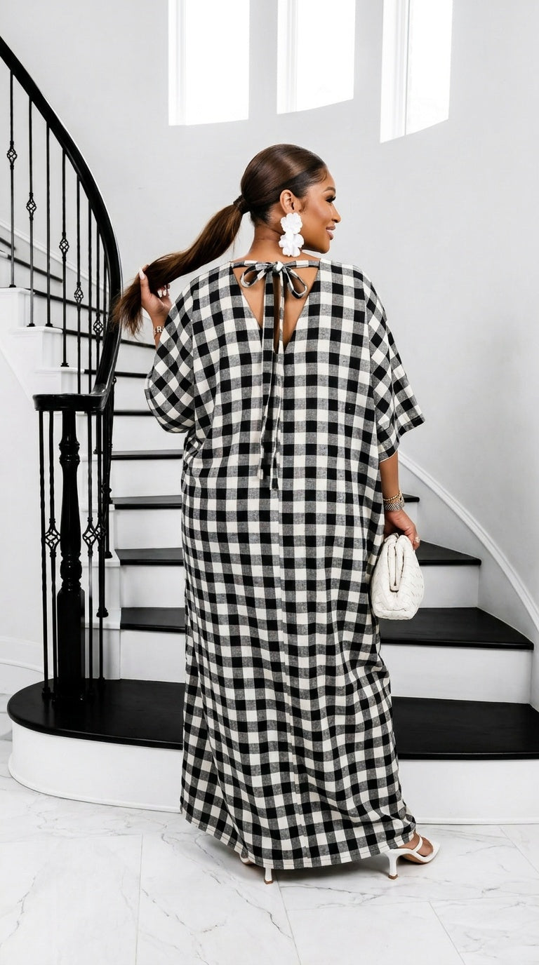 Heritage Luxe Gingham Bubu – Pebble