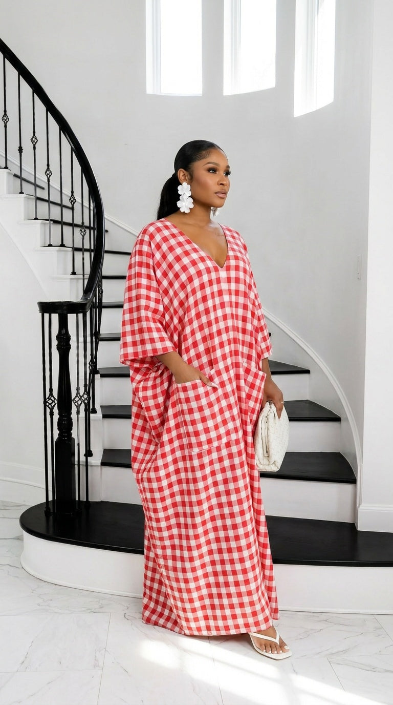 Heritage Luxe Gingham Bubu – Poppy