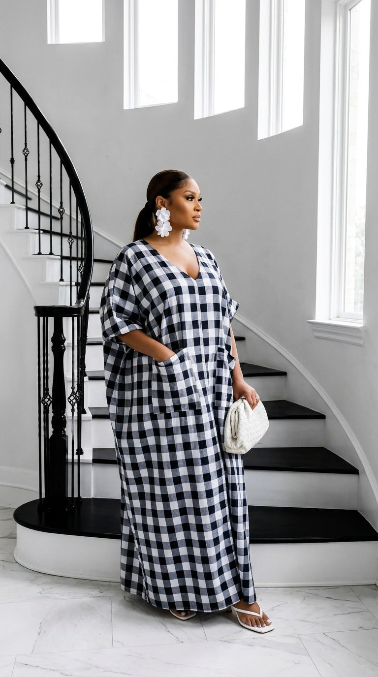 Heritage Luxe Gingham Bubu – Pebble