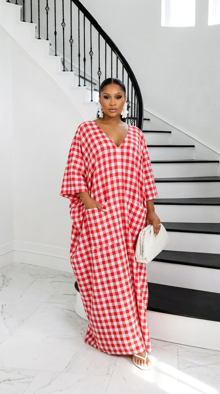 Heritage Luxe Gingham Bubu – Poppy