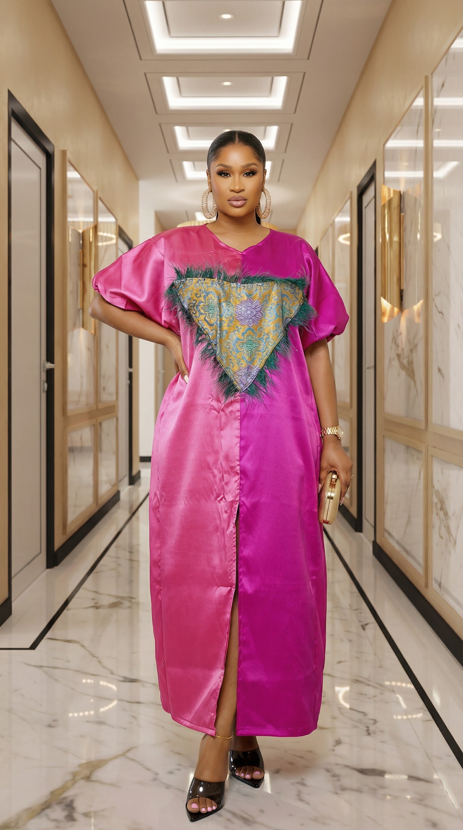 Mikado Two-Toned  Rich Aunty Bubu Dress