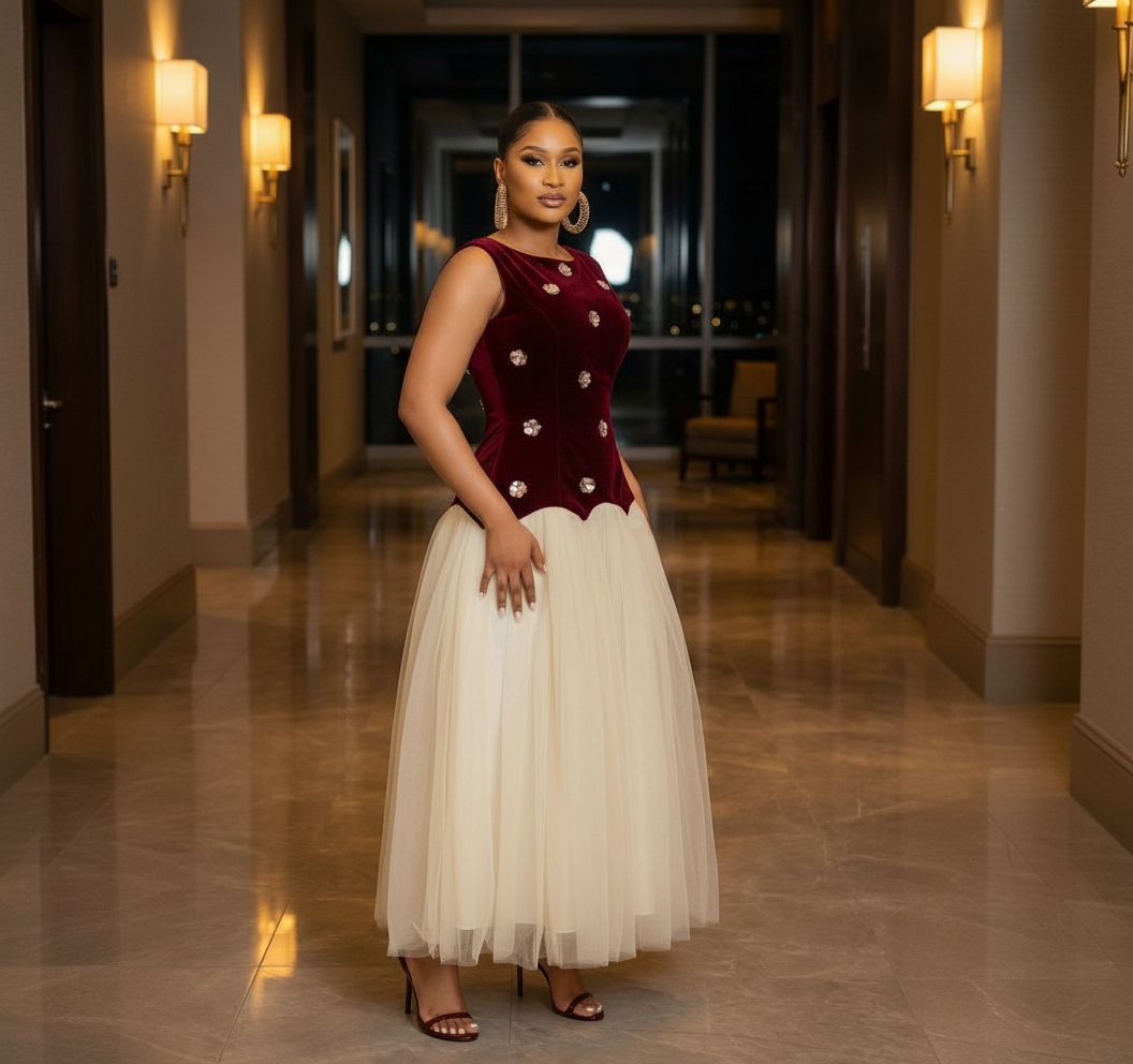 The Amara Velvet Tulle Dress