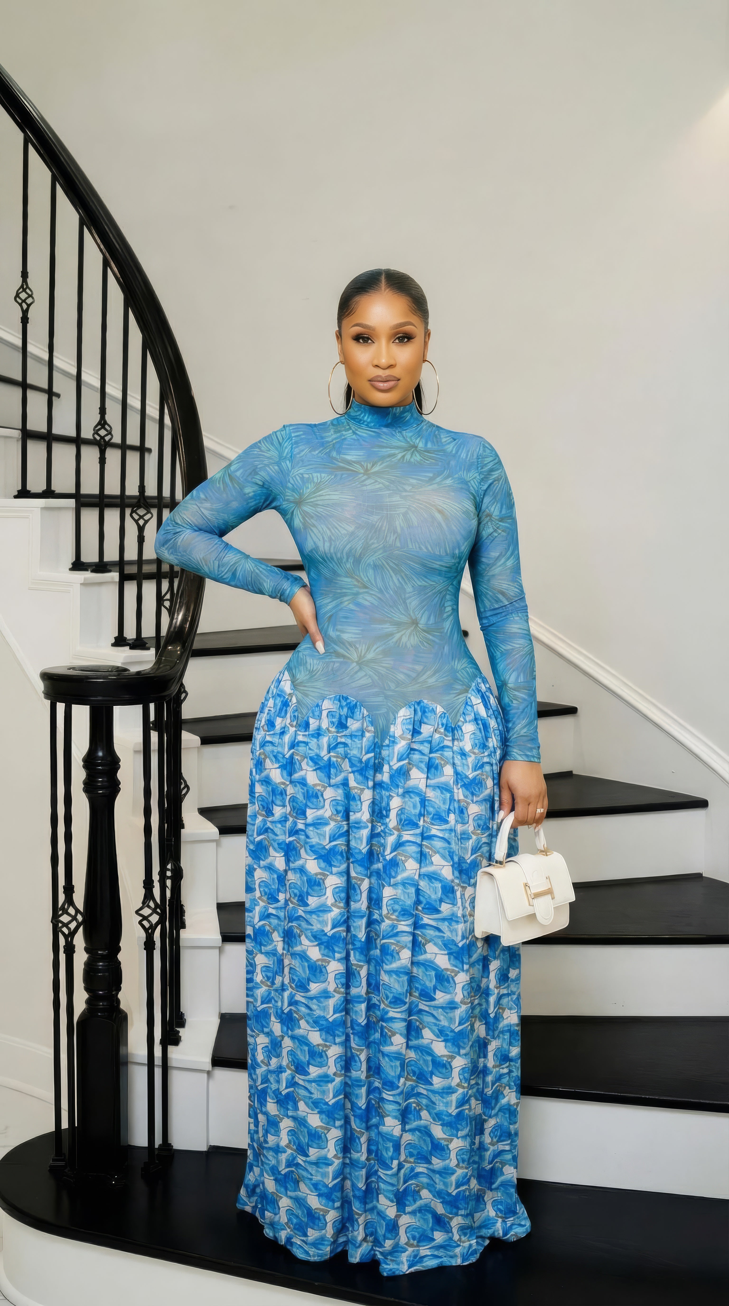 ZIVA Sheer High-Neck Dress