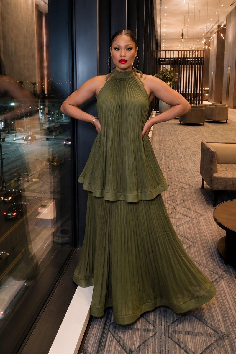 VELORA PLEATED DRESS