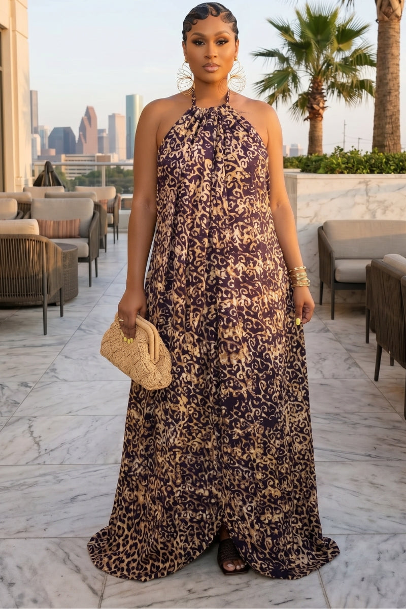 Adire Heiress Open-Back Maxi Dress