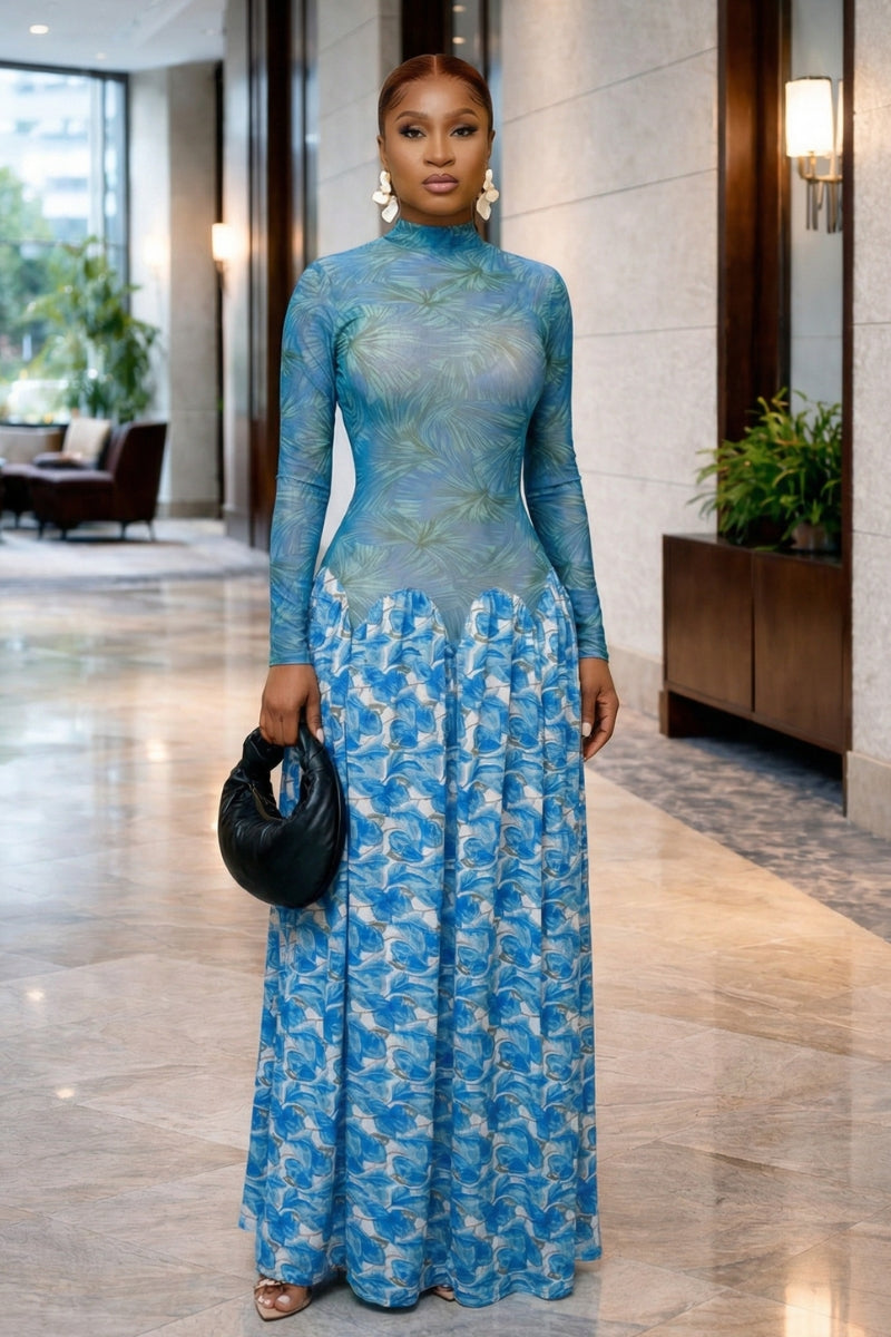 ZIVA Sheer High-Neck Dress